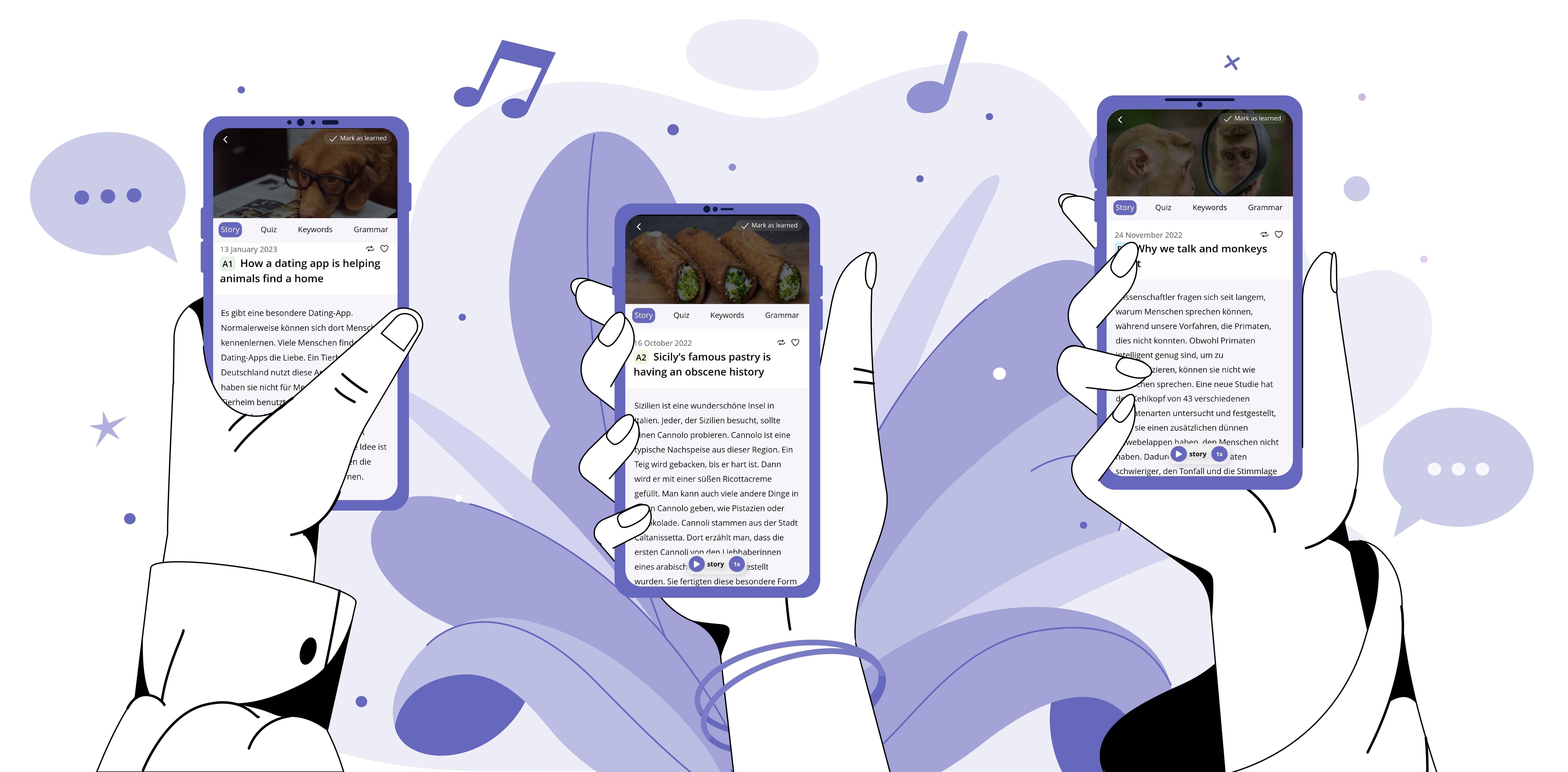 Various hands holding their smartphones