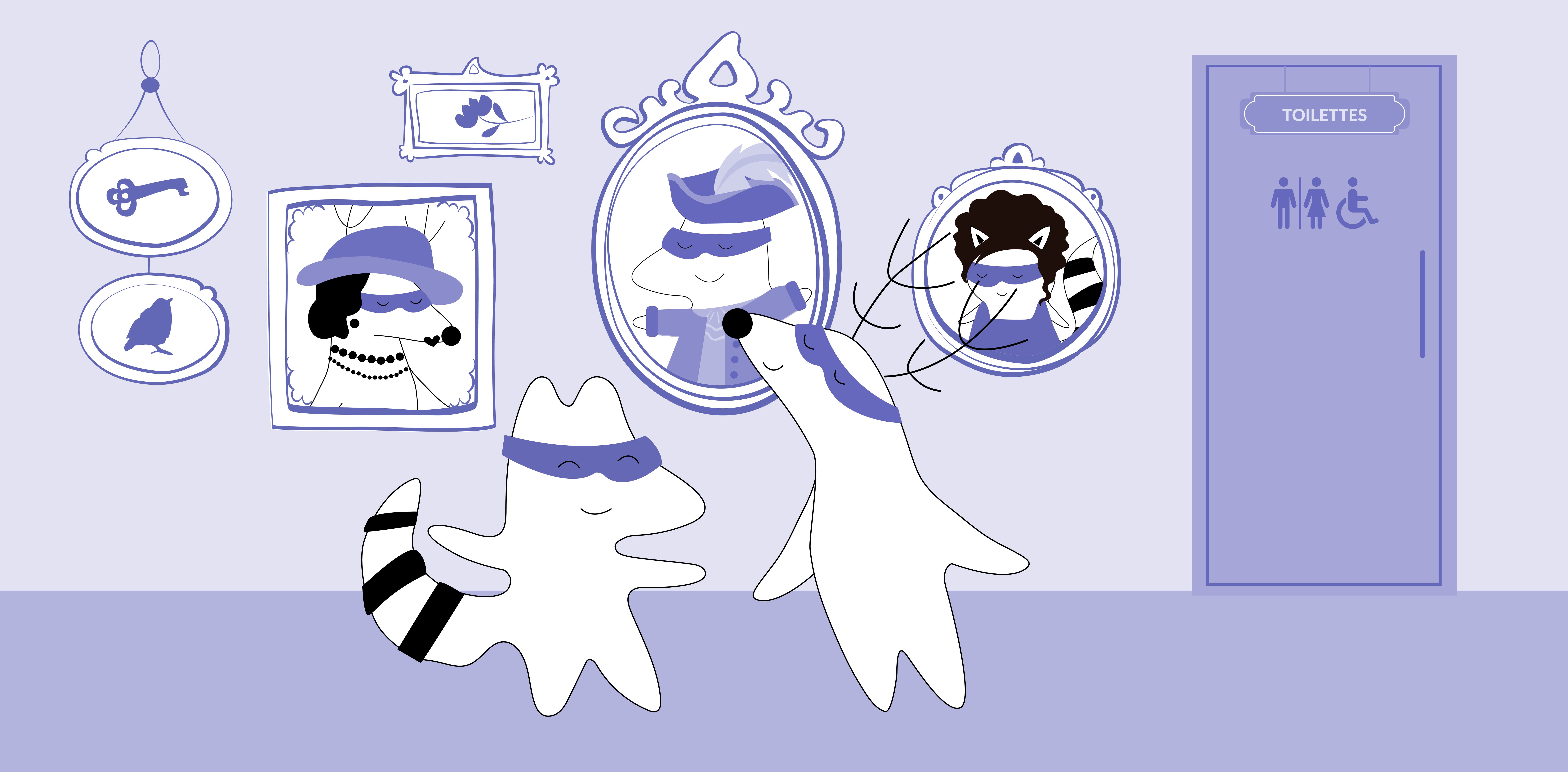 Soren and Iggy are at the French museum shop, there is the WC next door.