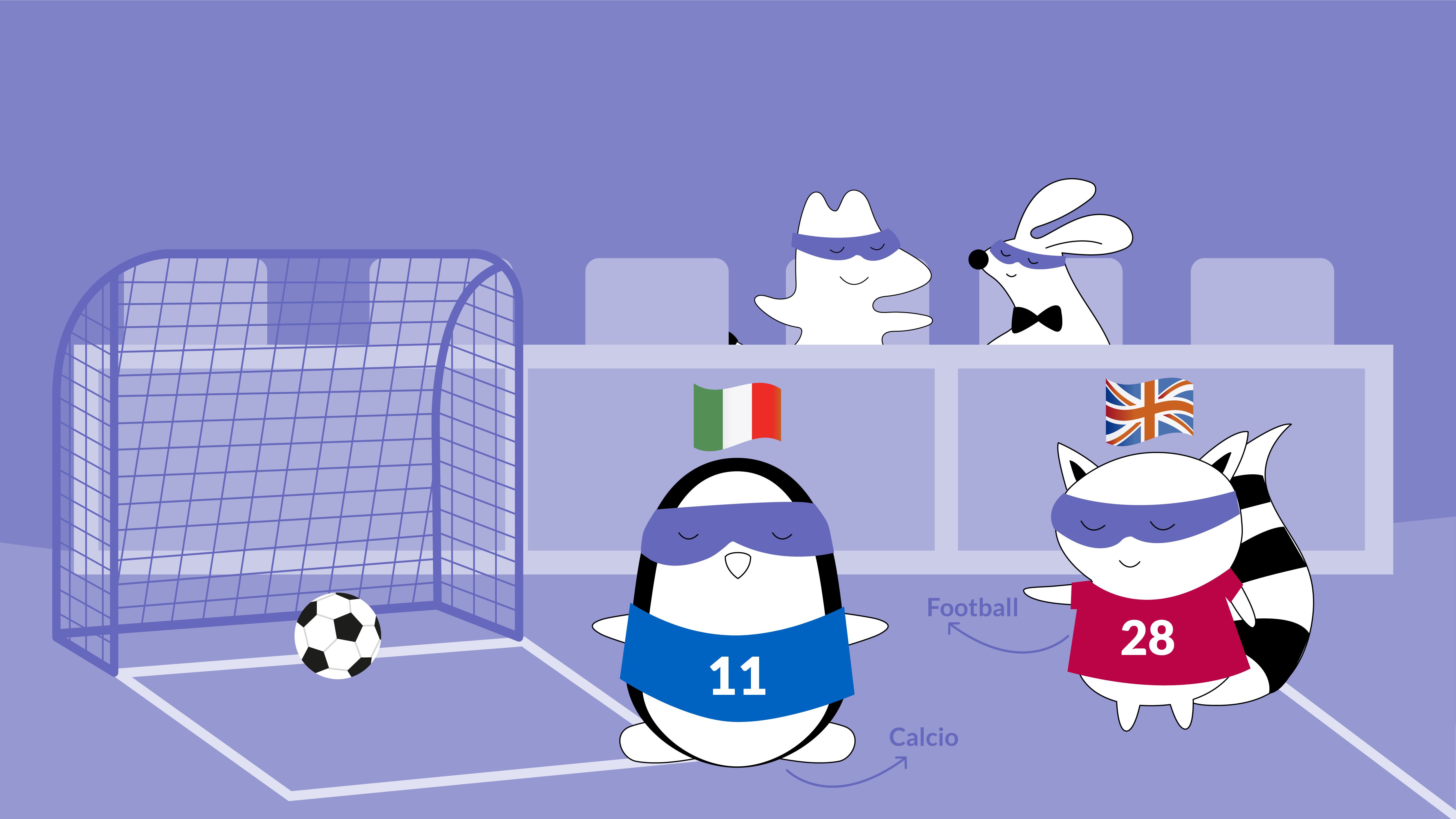 Benji and Pocky are playing football against each other.