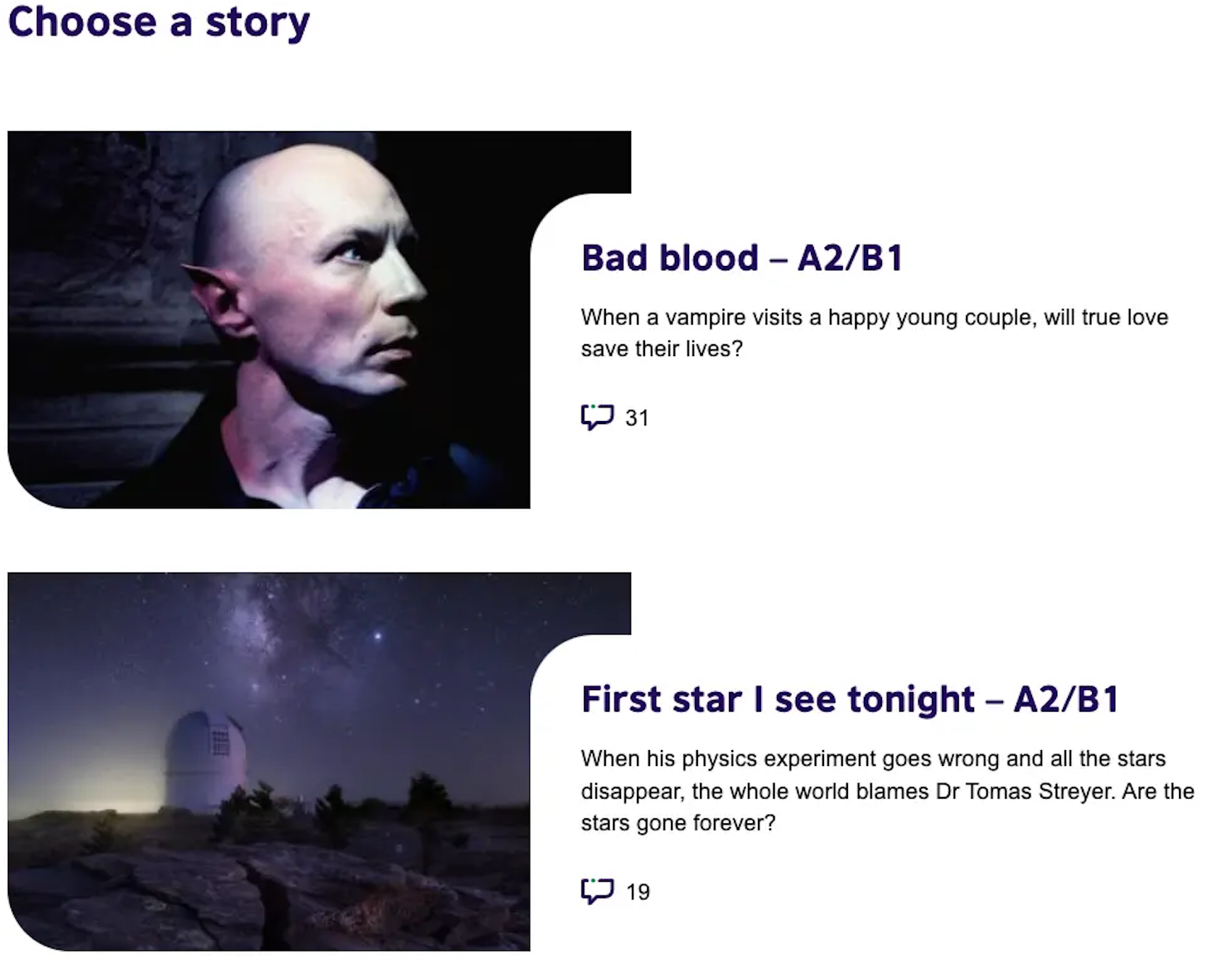 british council A2-B1 story