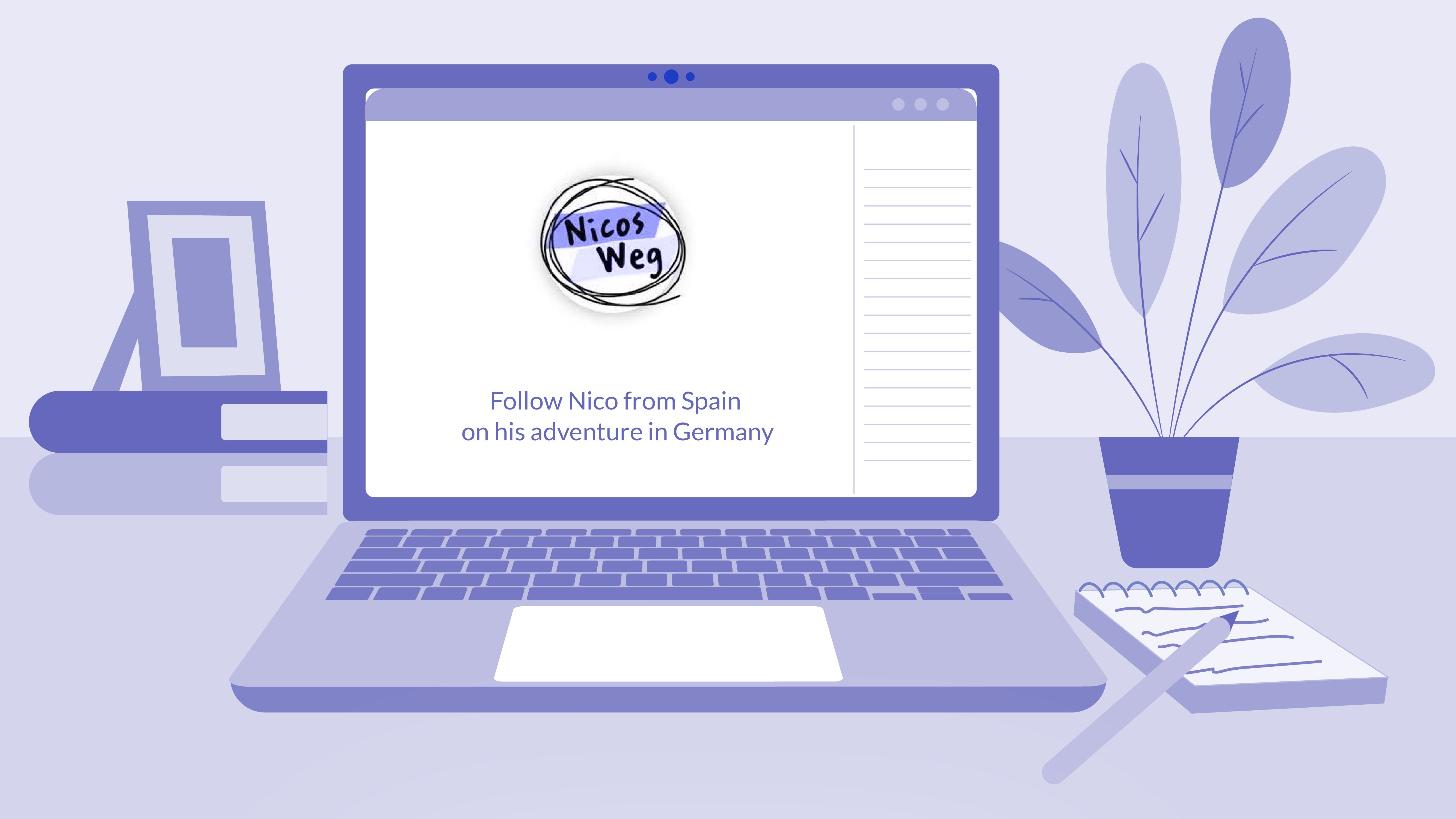 Soren clicks on the Nicos Weg course under the A1 category, there is a brief description under the logo: “Follow Nico from Spain on his adventure in Germany.”