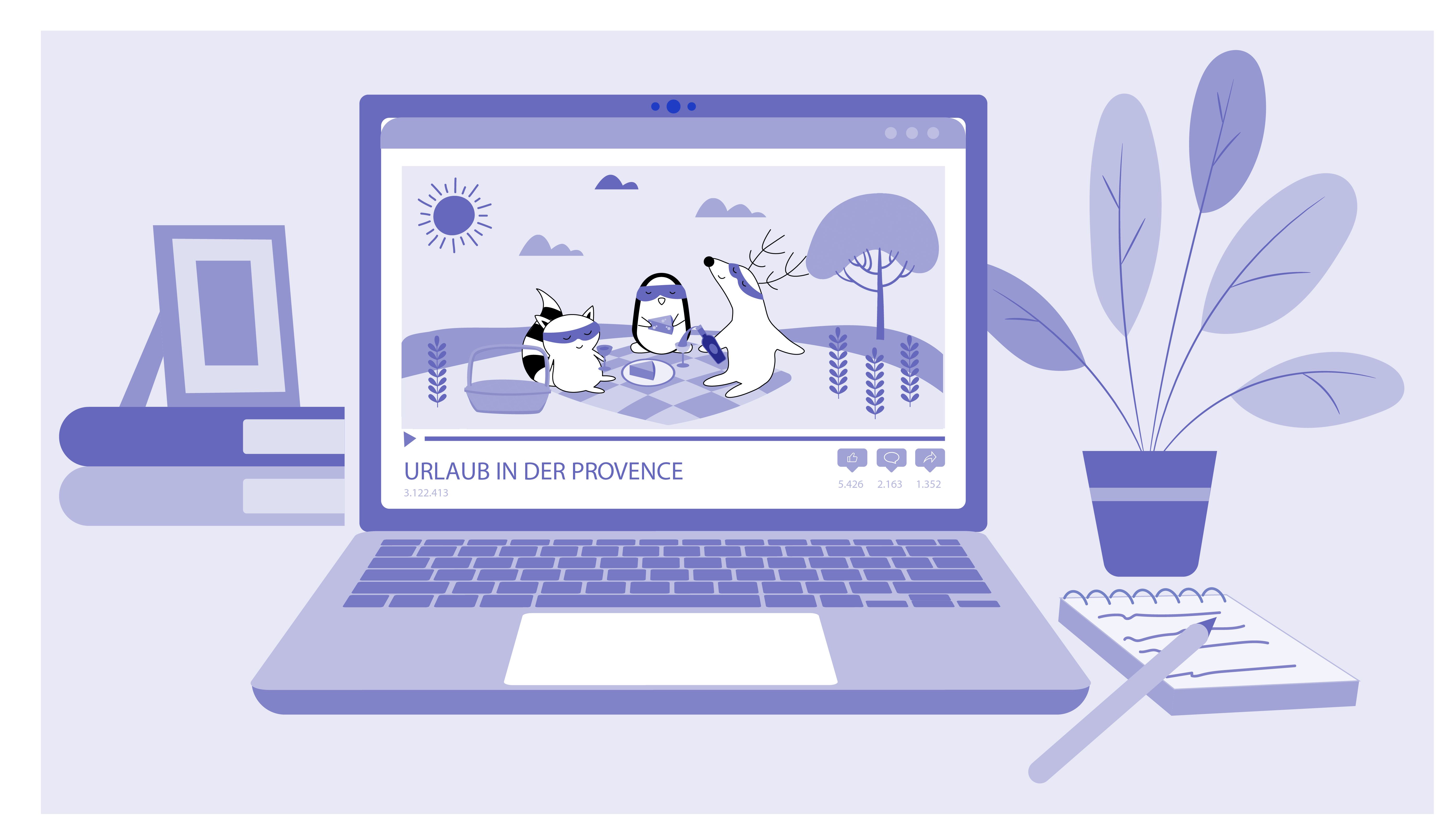 A computer showing Soren, Pocky and Iggy.