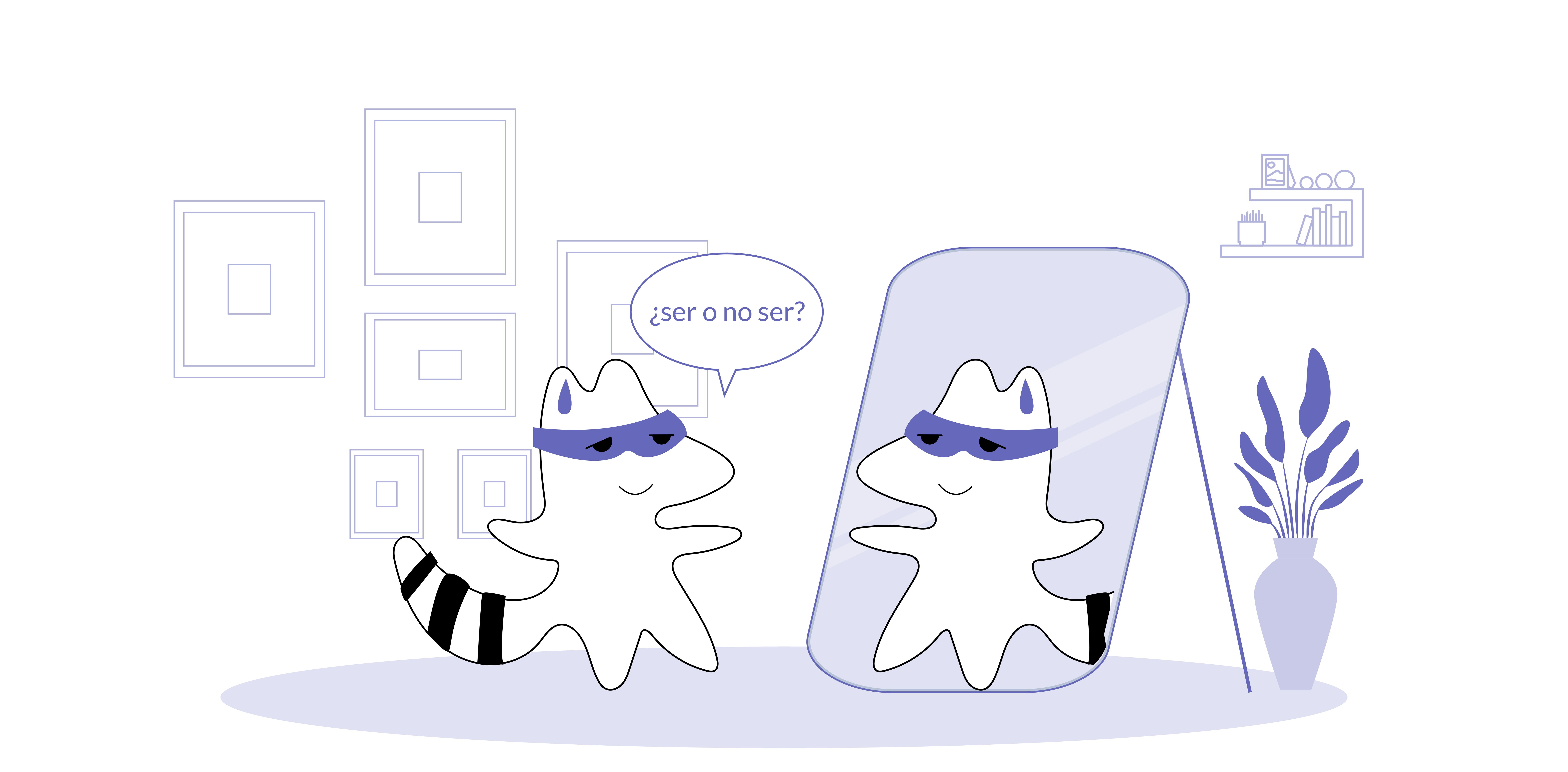 Pocky watches himself in the mirror and asks, “¿Ser o no ser?”