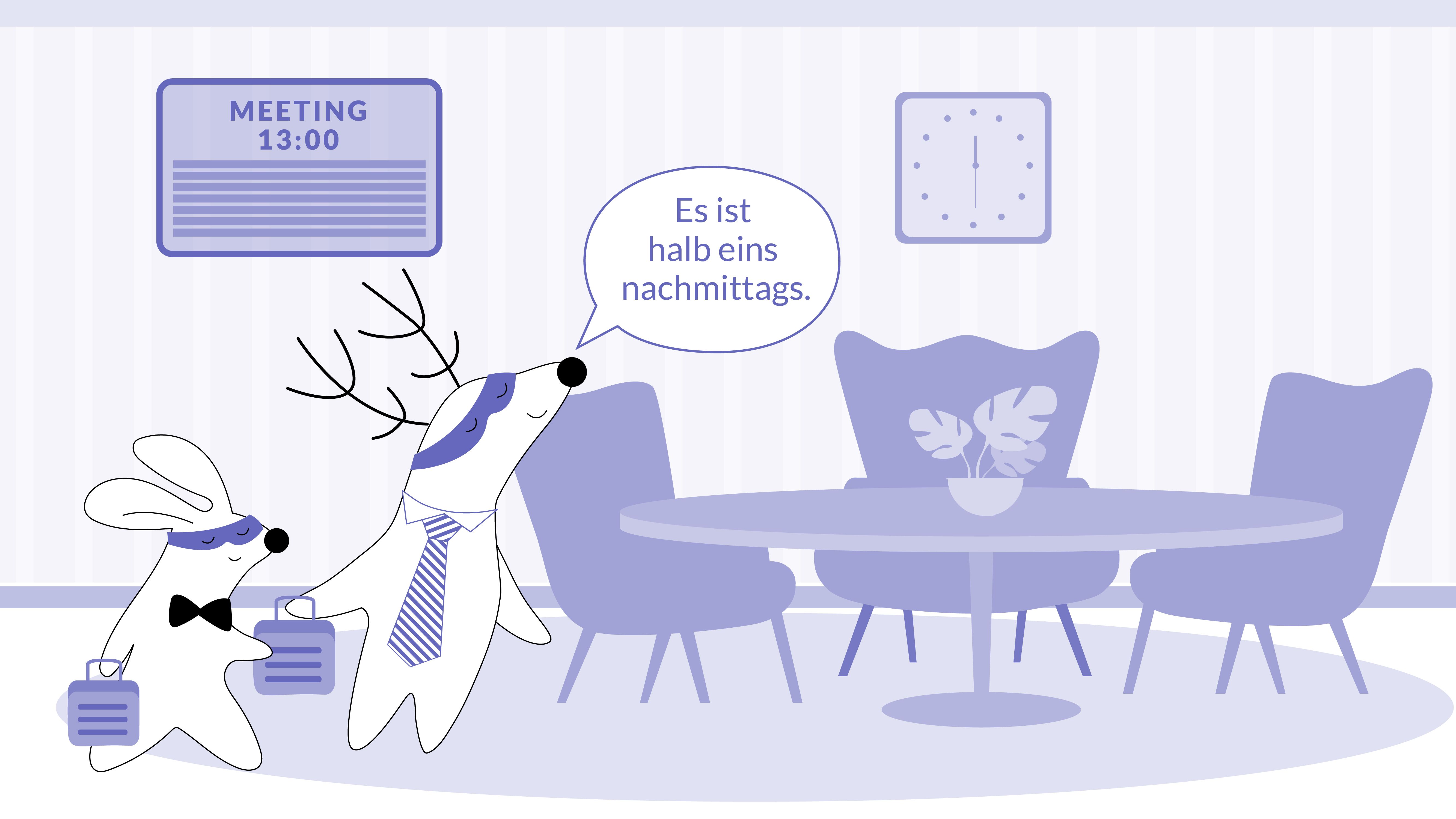 Soren looking at the clock reading 12:30, saying