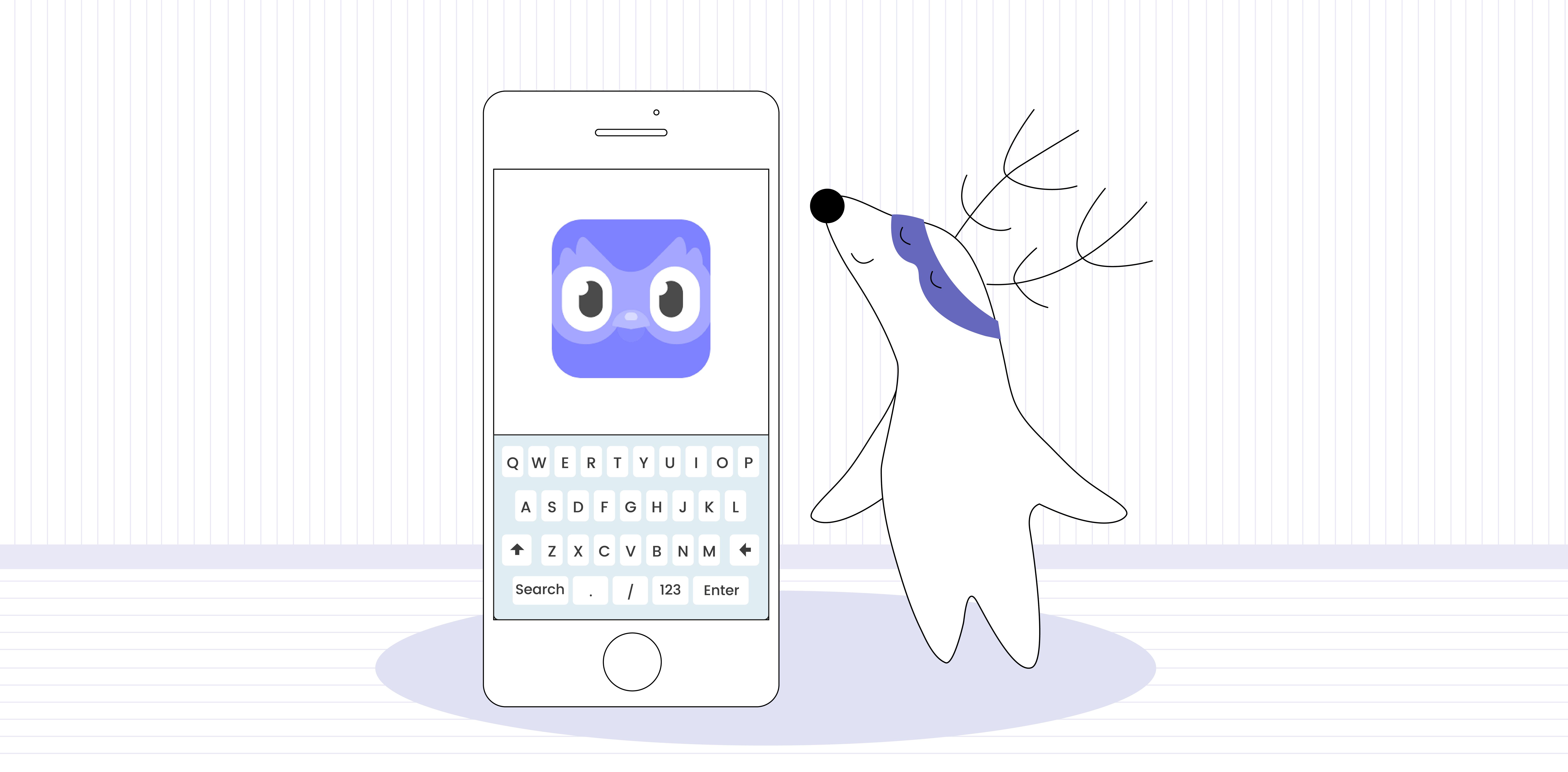 Soren downloads the Duolingo app.