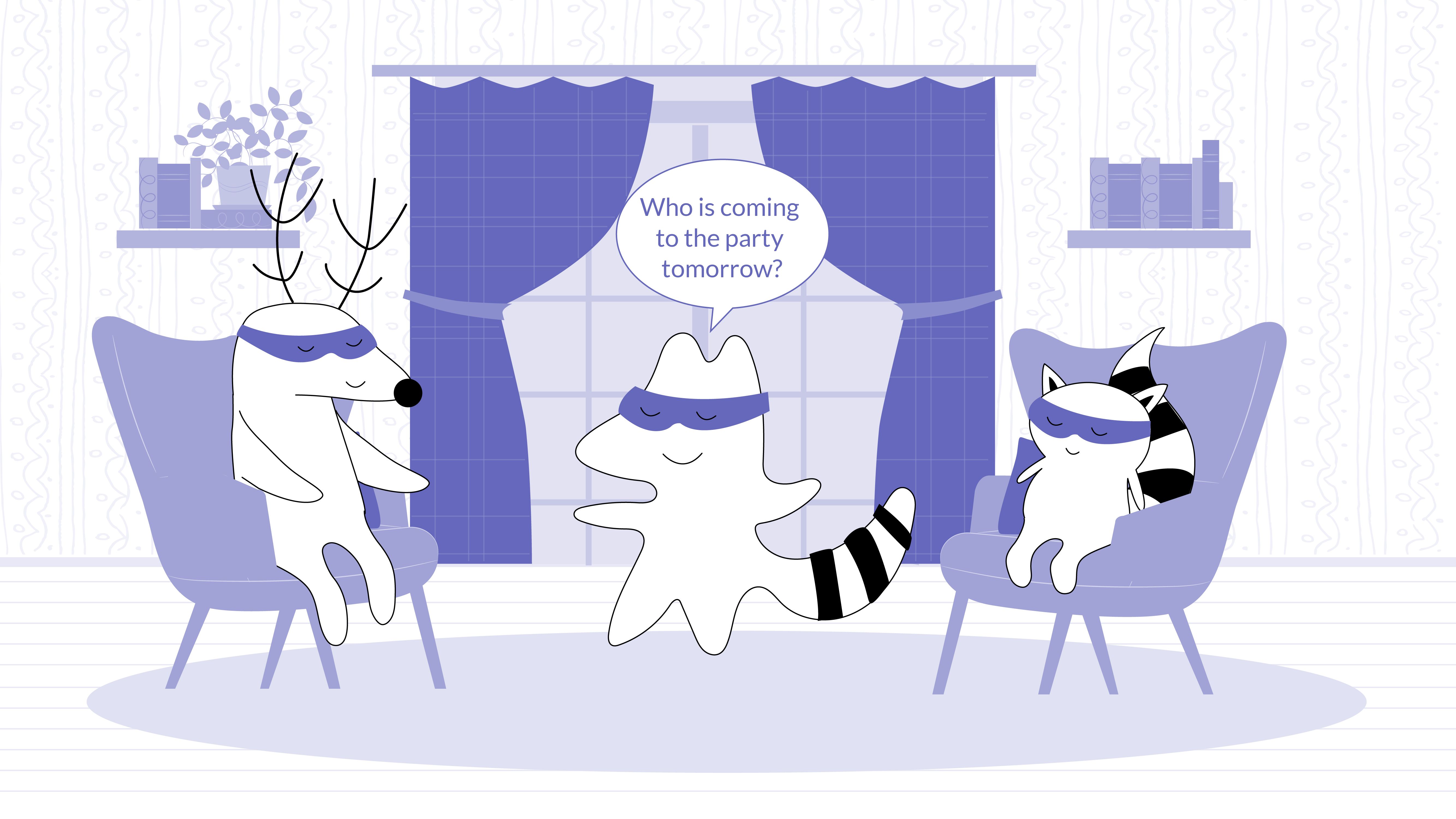 Benji, Soren and Iggy are at home together and Iggy is asking: “Who is coming to the party tomorrow?”