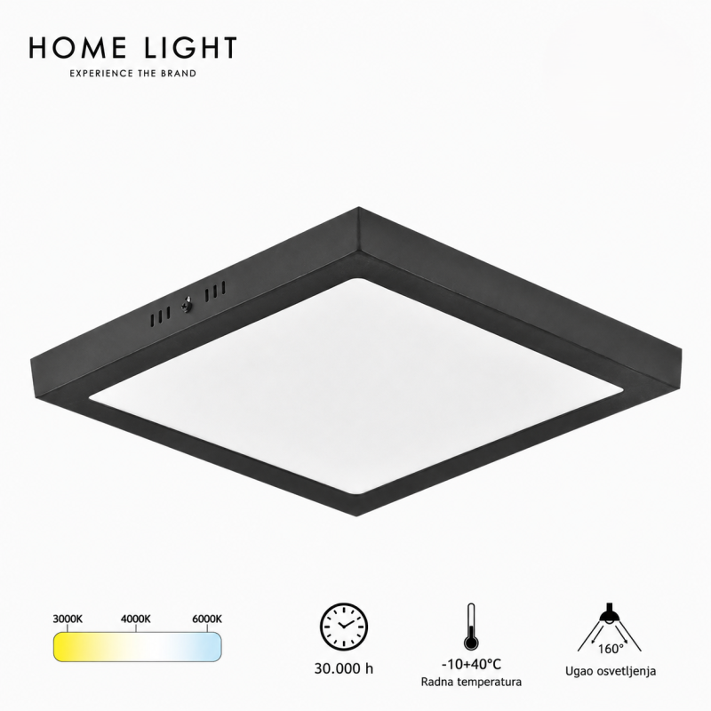 Nadgradni led panel kockasti KNS5-18W 3000/4000/6000K CRNI