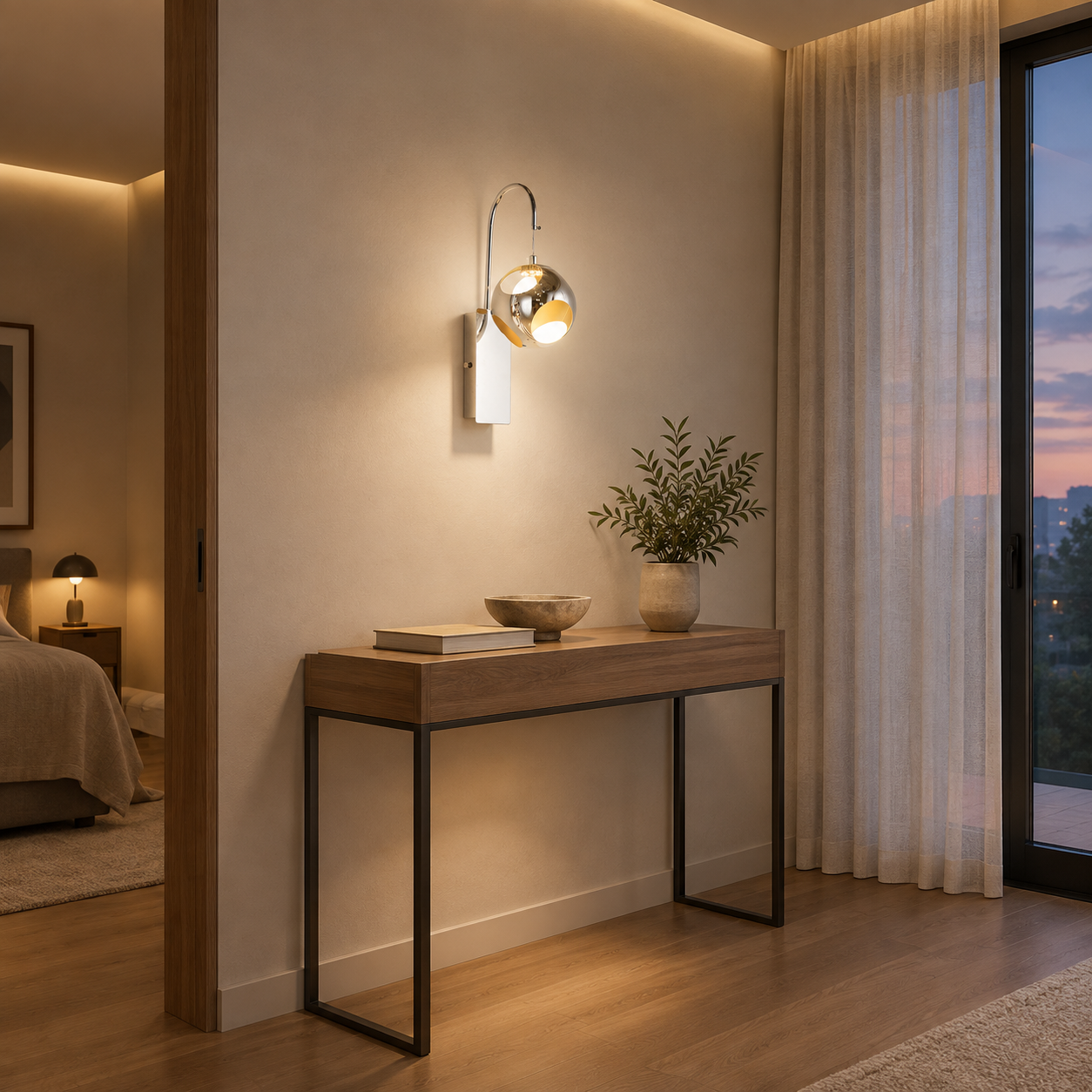 Dekorativna zidna lampa 4W, 4000K, hrom