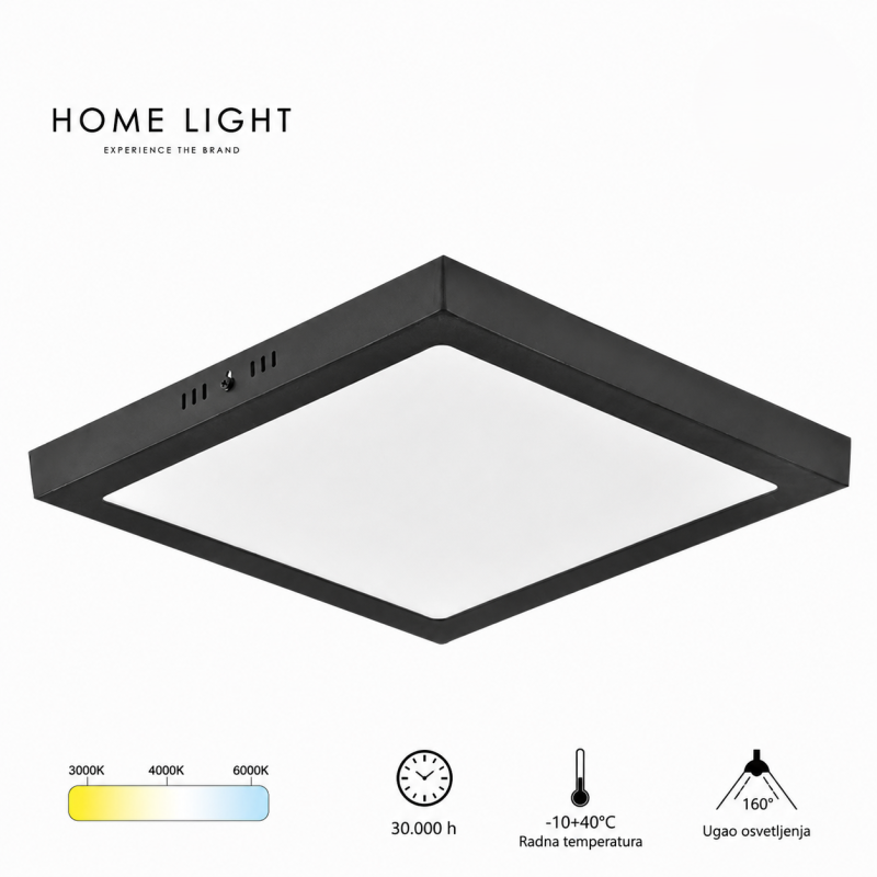 Nadgradni led panel kockasti KNS5-24W 3000/4000/6000K CRNI