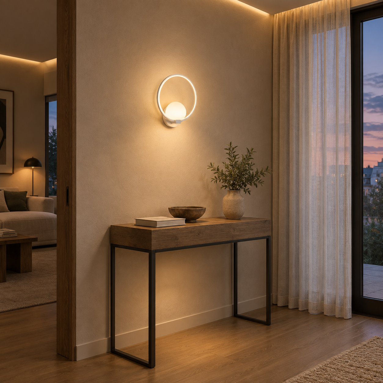 Dekorativna zidna lampa 7W, 4200K, bela