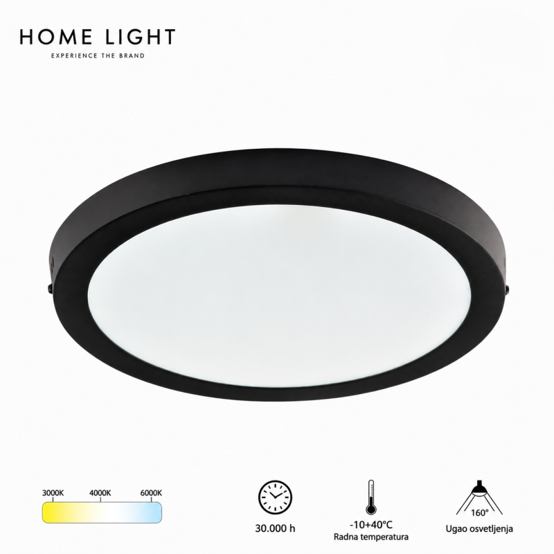 Nadgradni led panel okrugli KNC5-24W 3000/4000/6000K CRNI
