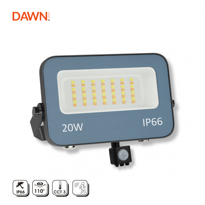 Led reflektor sa senzorom DAWN GN-FL913S 20W CCT IP66