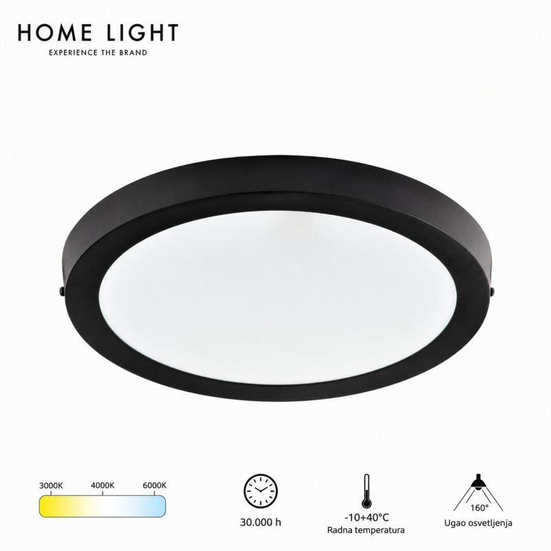 Nadgradni led panel okrugli KNC5-18W 3000/4000/6000K CRNI