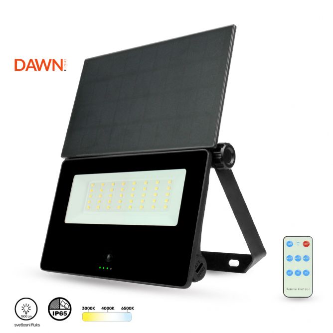 Solarni reflektor DAWN TONIK-B 1800lm CCT IP65 crna