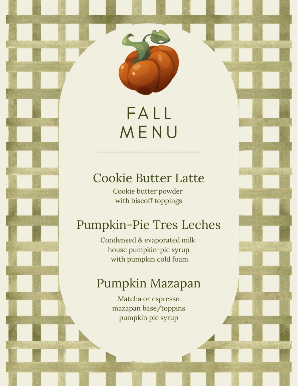 Seasonal drink menu