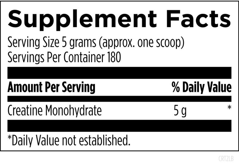 Creatine Monohydrate Powder 2lb powder supplement facts image