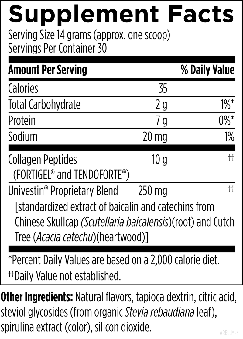 Arthroben® Lemon Lime supplement facts image