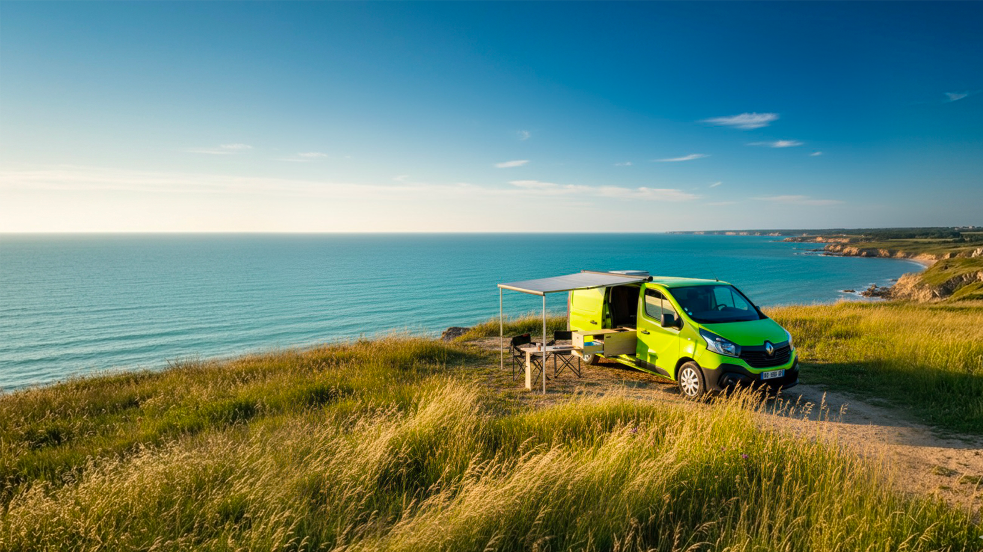 Van aménagé au bord de l'océan au Pays Basque