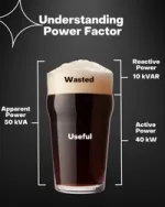 A pint of beer showing power factor