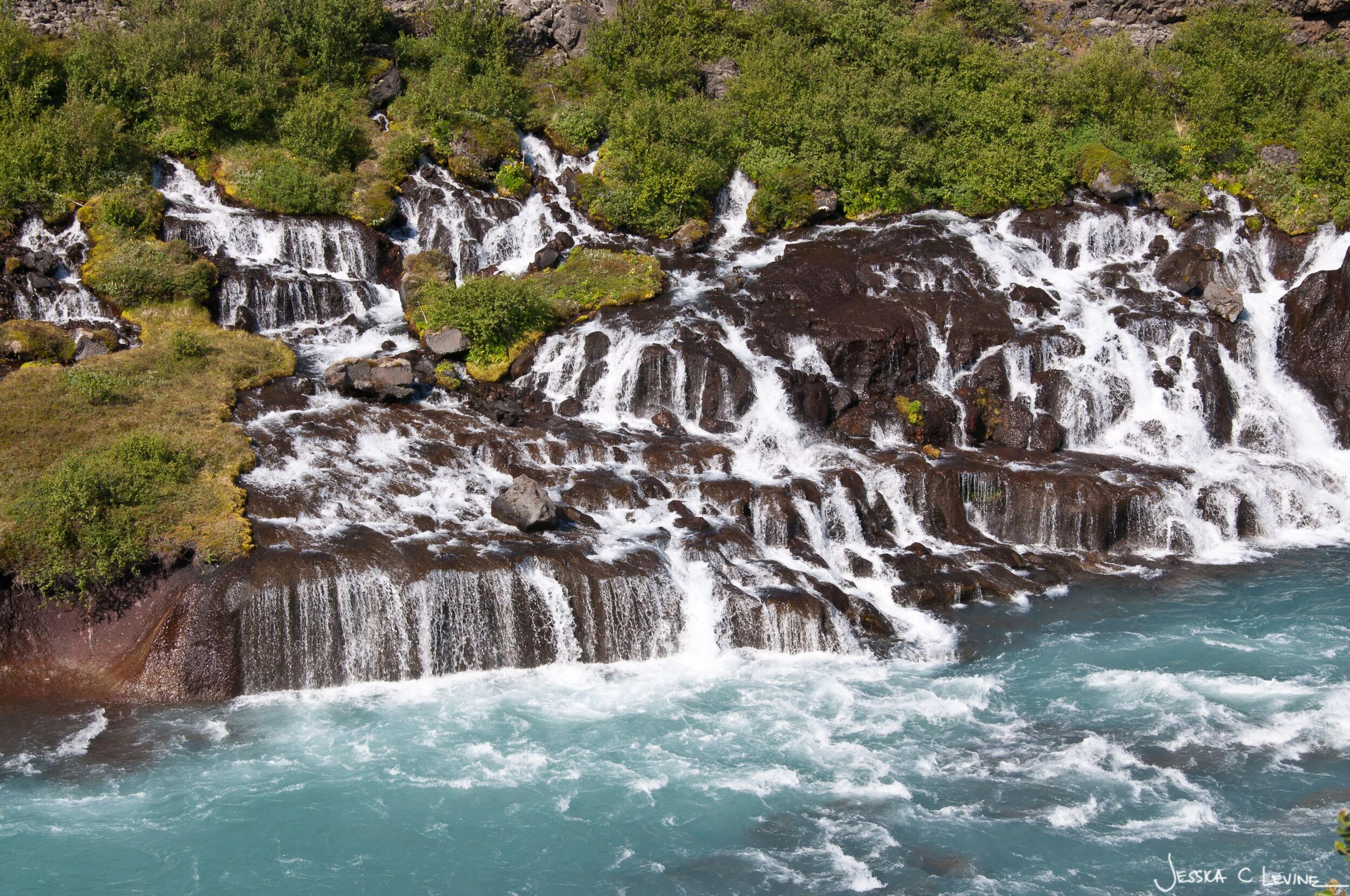 Landscape picture of Hraunfossar Waterfall in Iceland