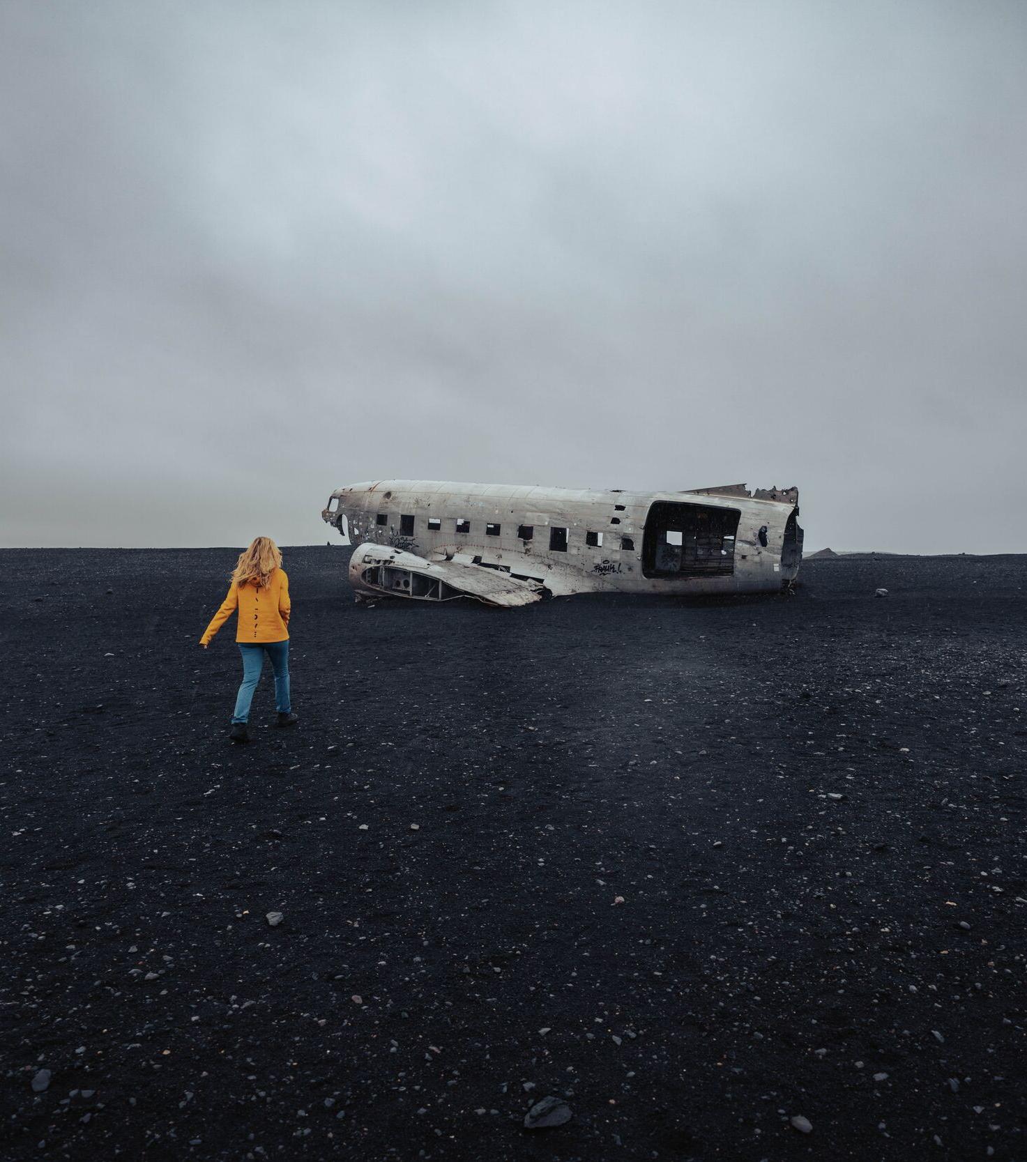 The plane wreck at Mýrdalssandur beach in the South Coast of Iceland.