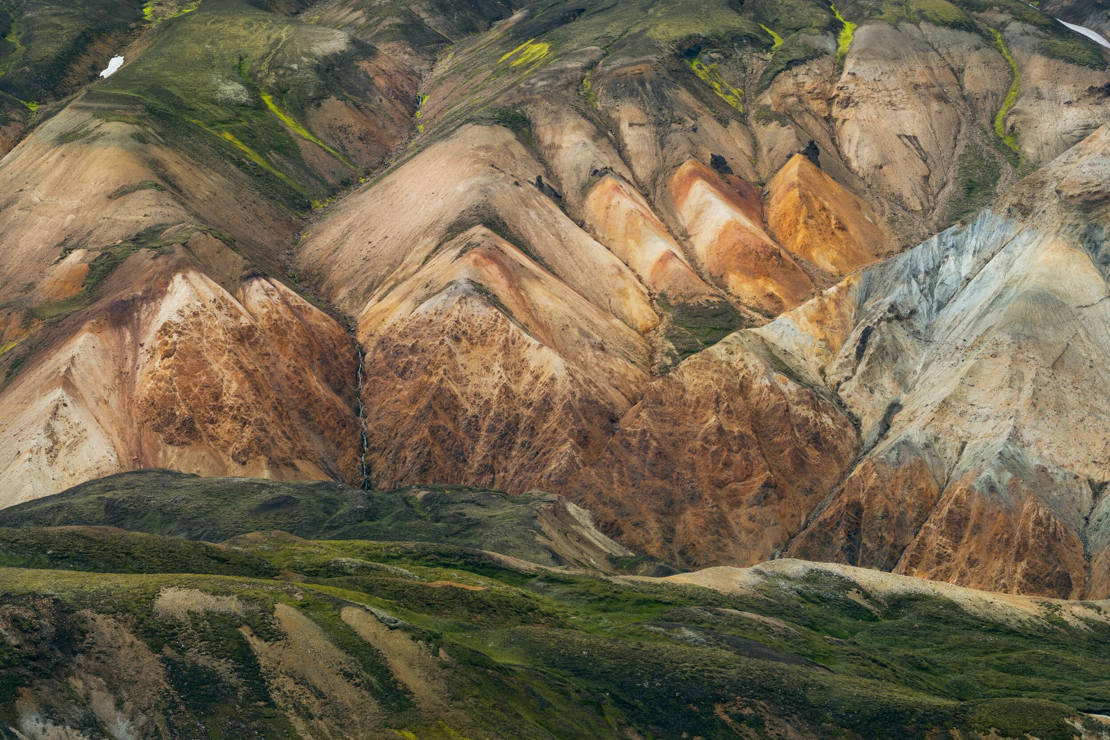 Aerial view of a rhyolite mountain formation in Iceland
