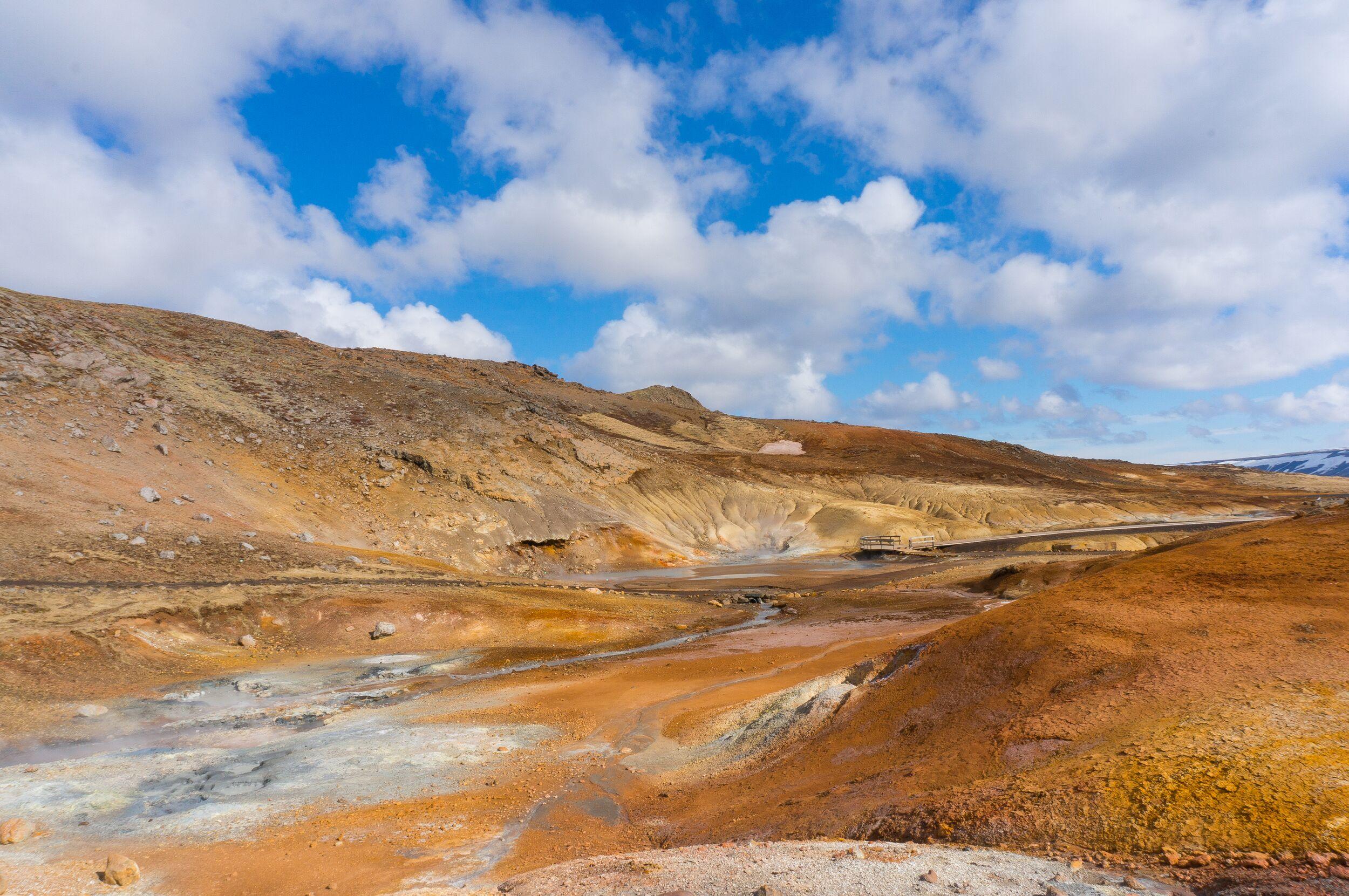 Panoramic view of Krýsuvík geothermal area in the Reykanes peninsula