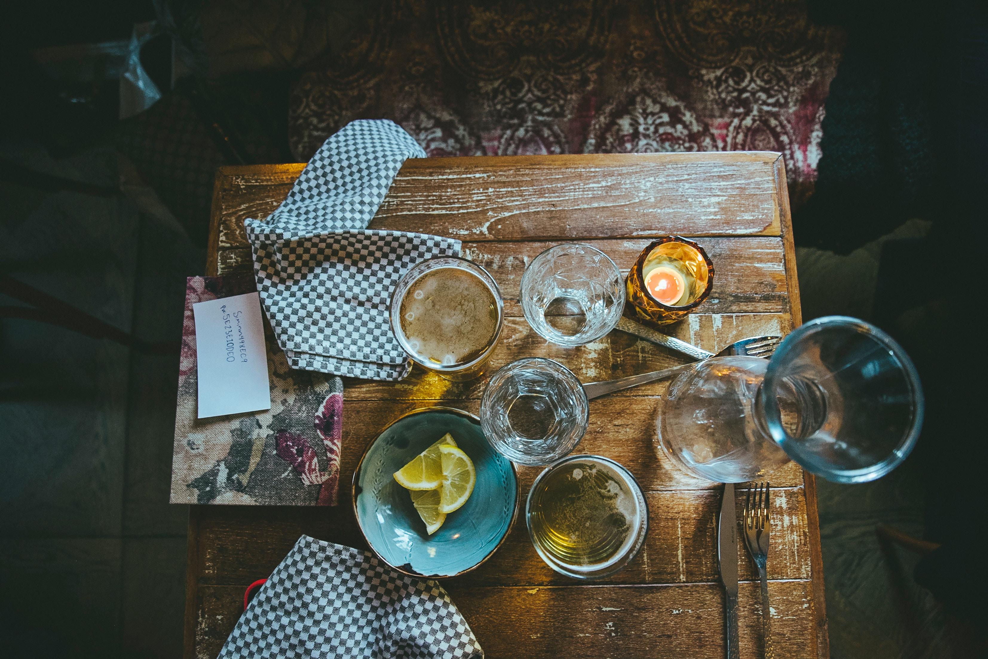 a set up table seen from above