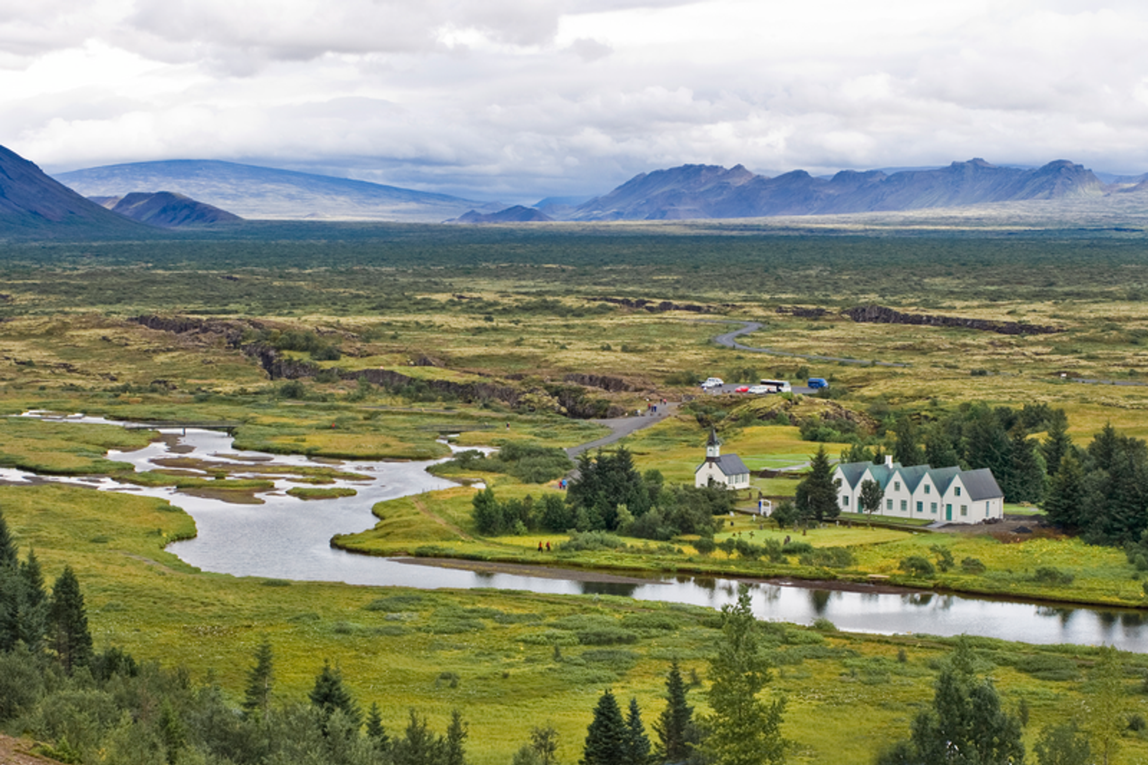 Thingvellir National park seen from above, Iceland.