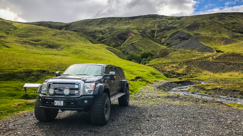 Super jeep and icelandic landscape