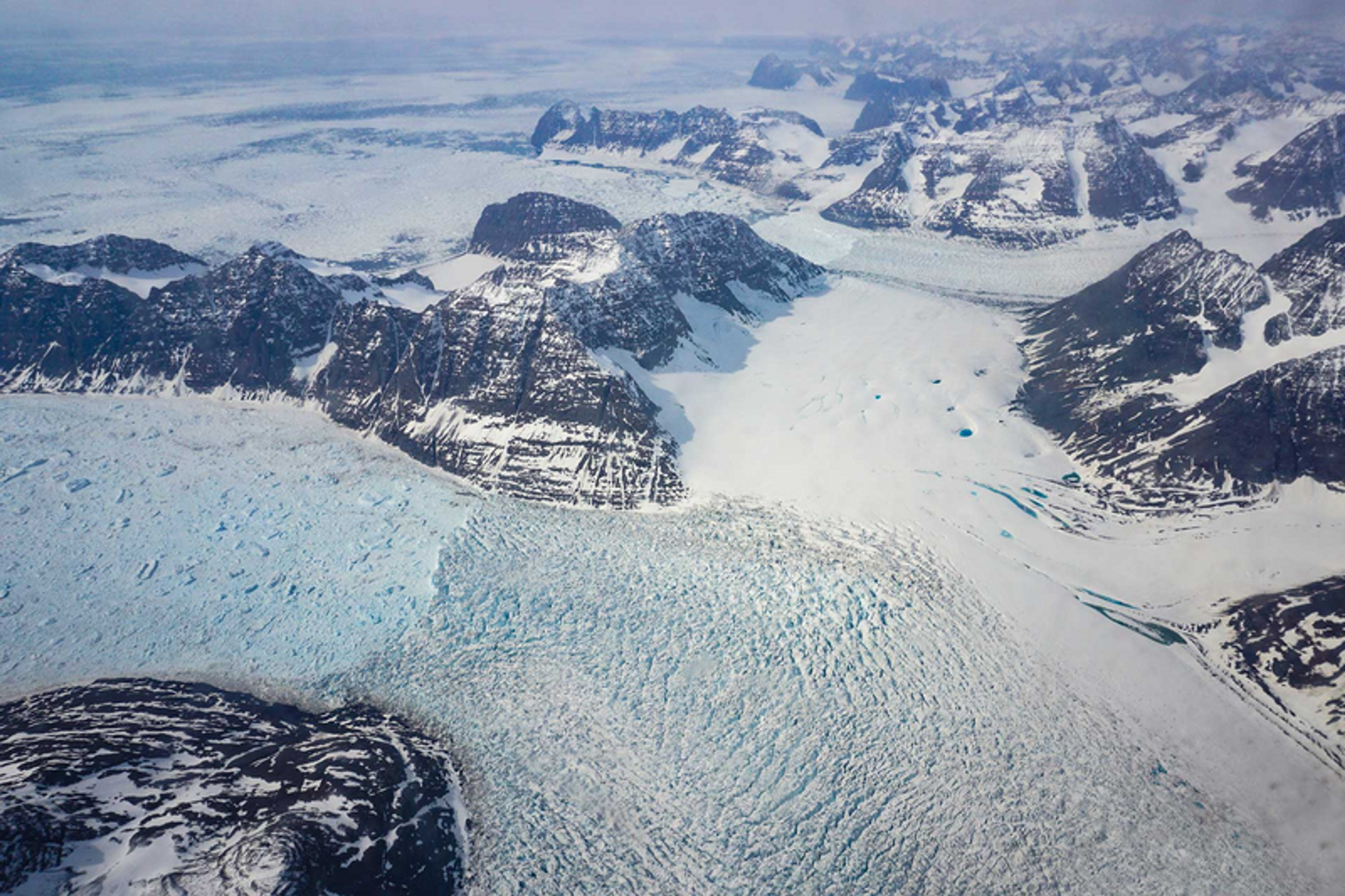 Aerial view of the Mount Gunnbjörn area in Greenland