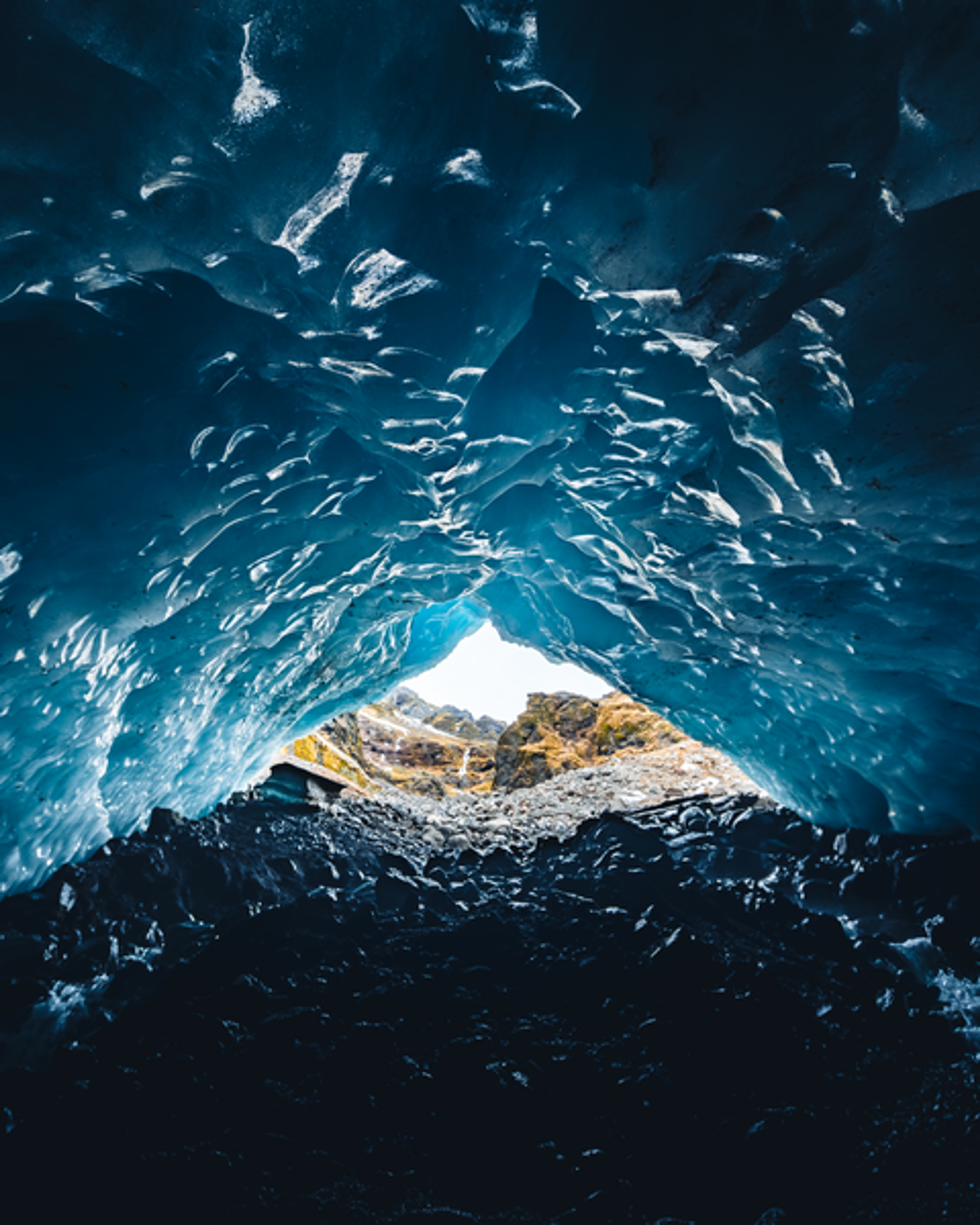 View from inside an Ice cave in Iceland