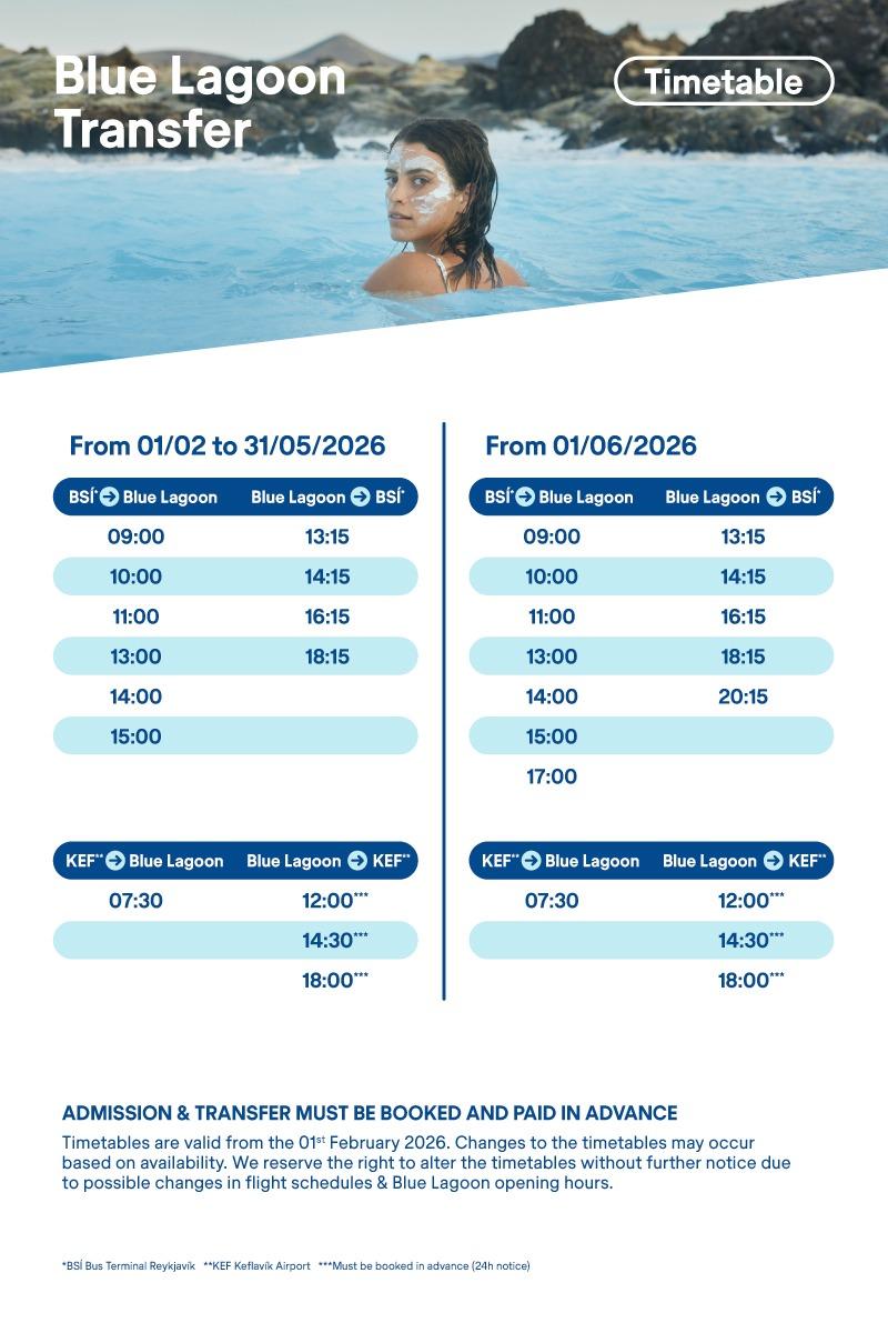 Blue Lagoon schedule 2026