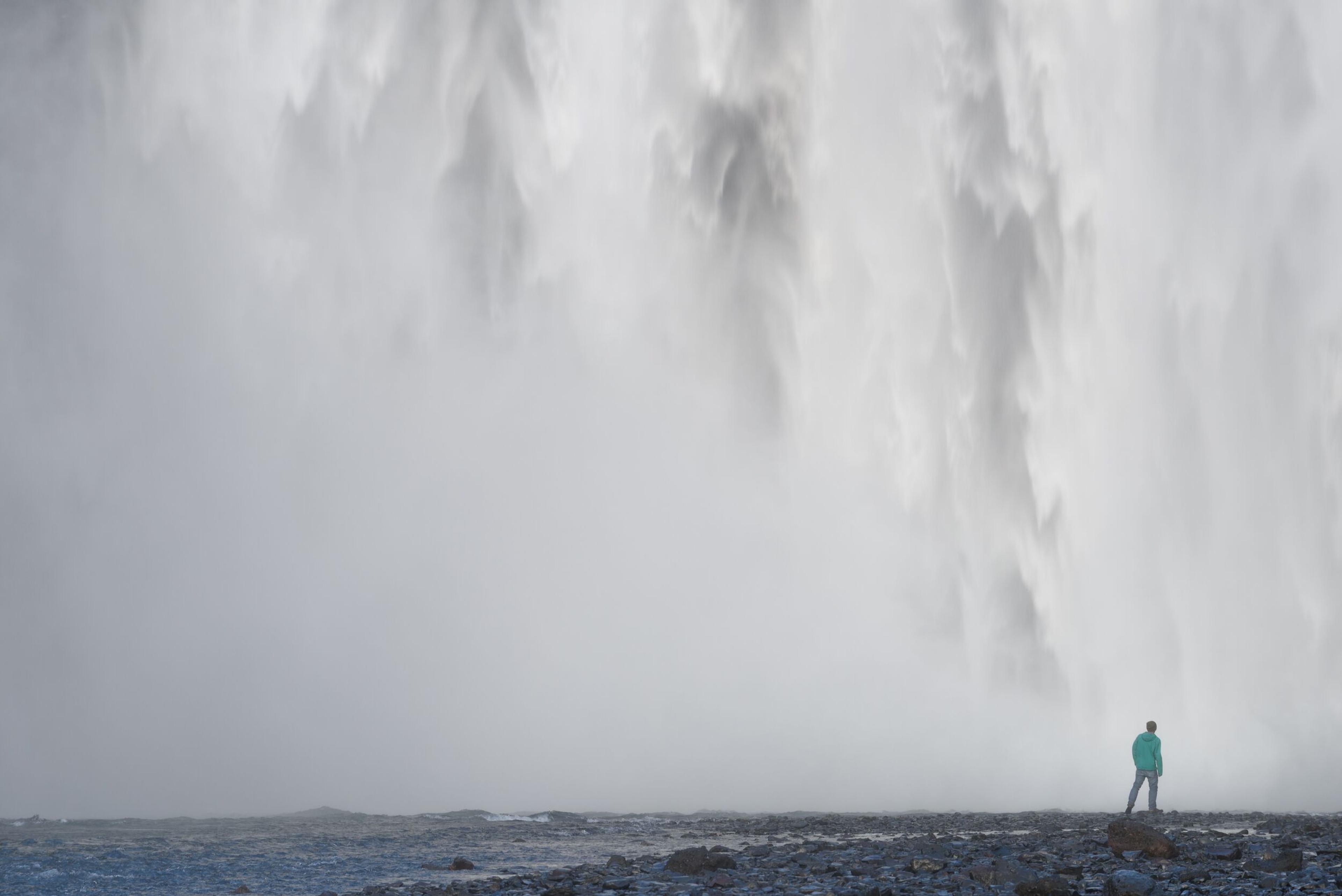 Closeup at Skogafoss waterfall in the south coast of Iceland.
