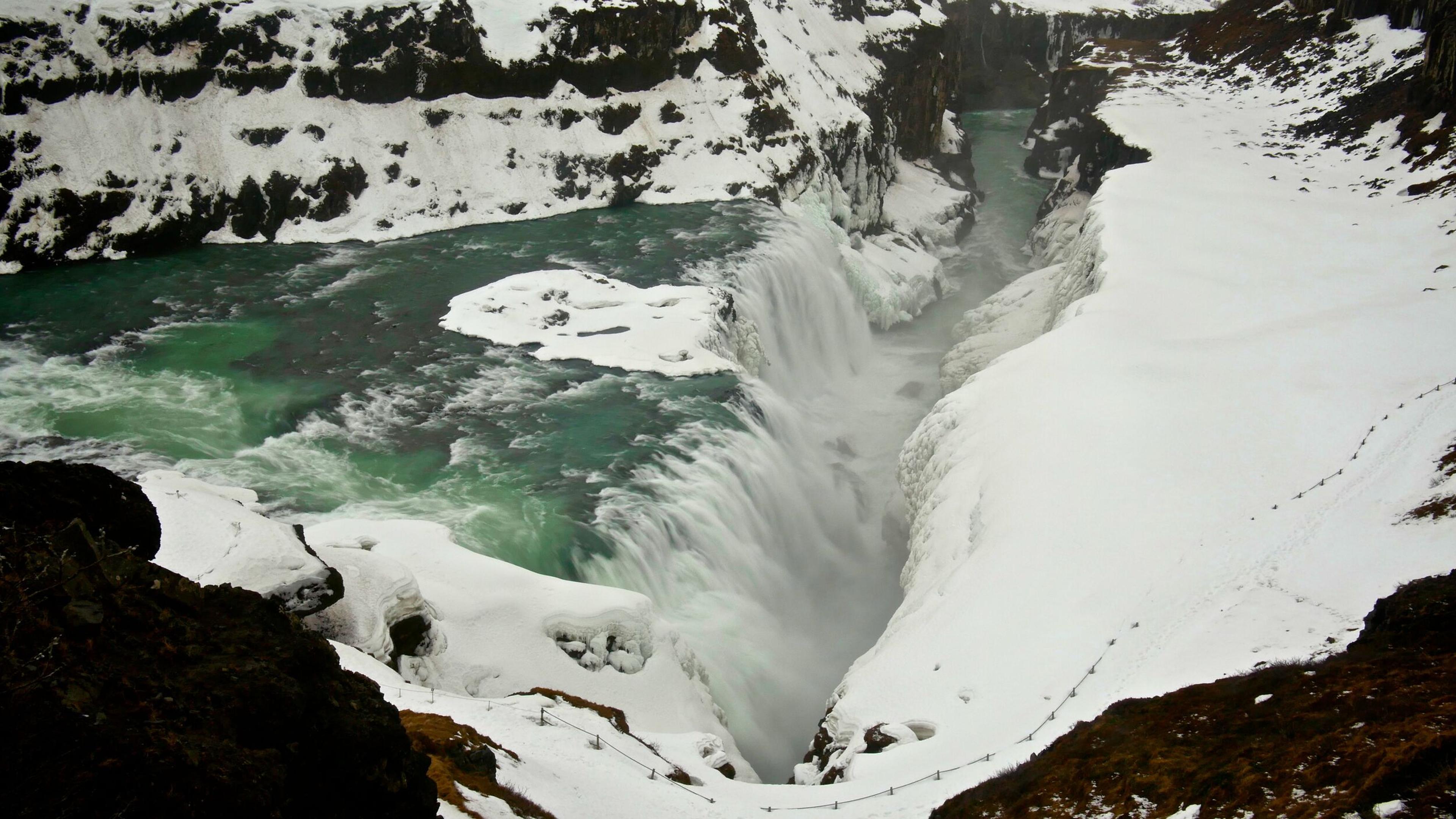 Gullfoss Waterfall in winter time in Iceland.