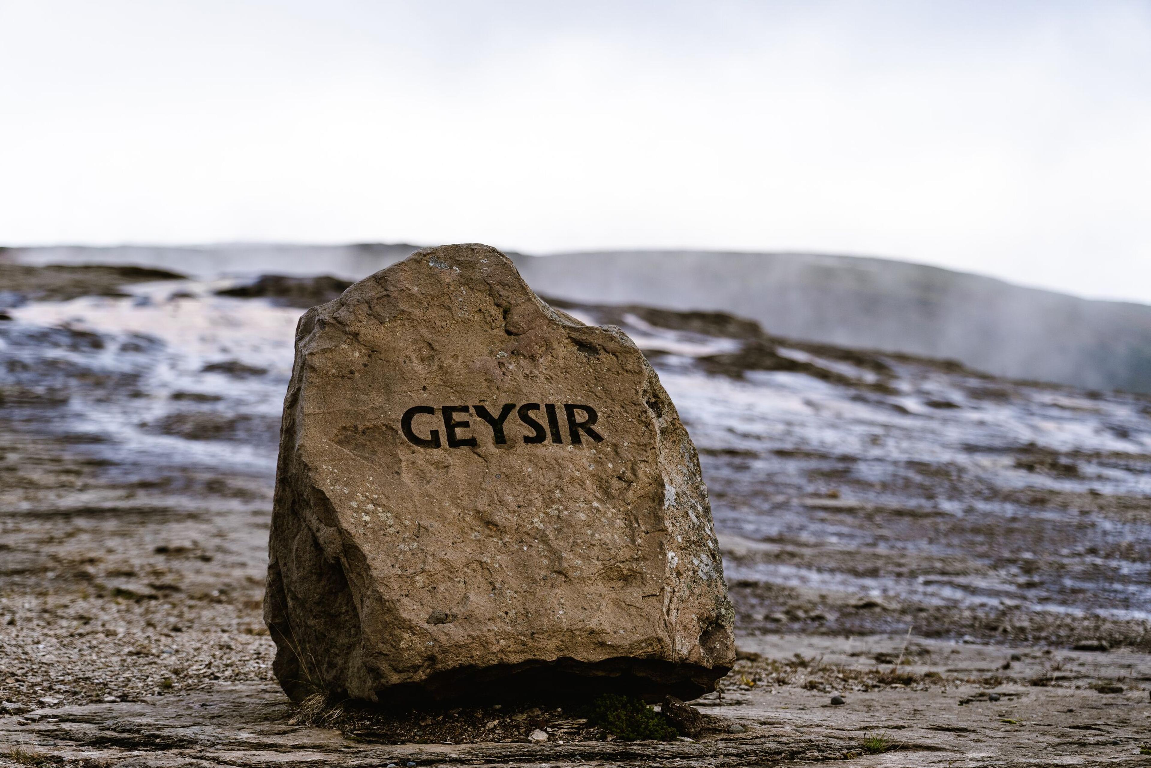 Stone with the name Geysir on it.