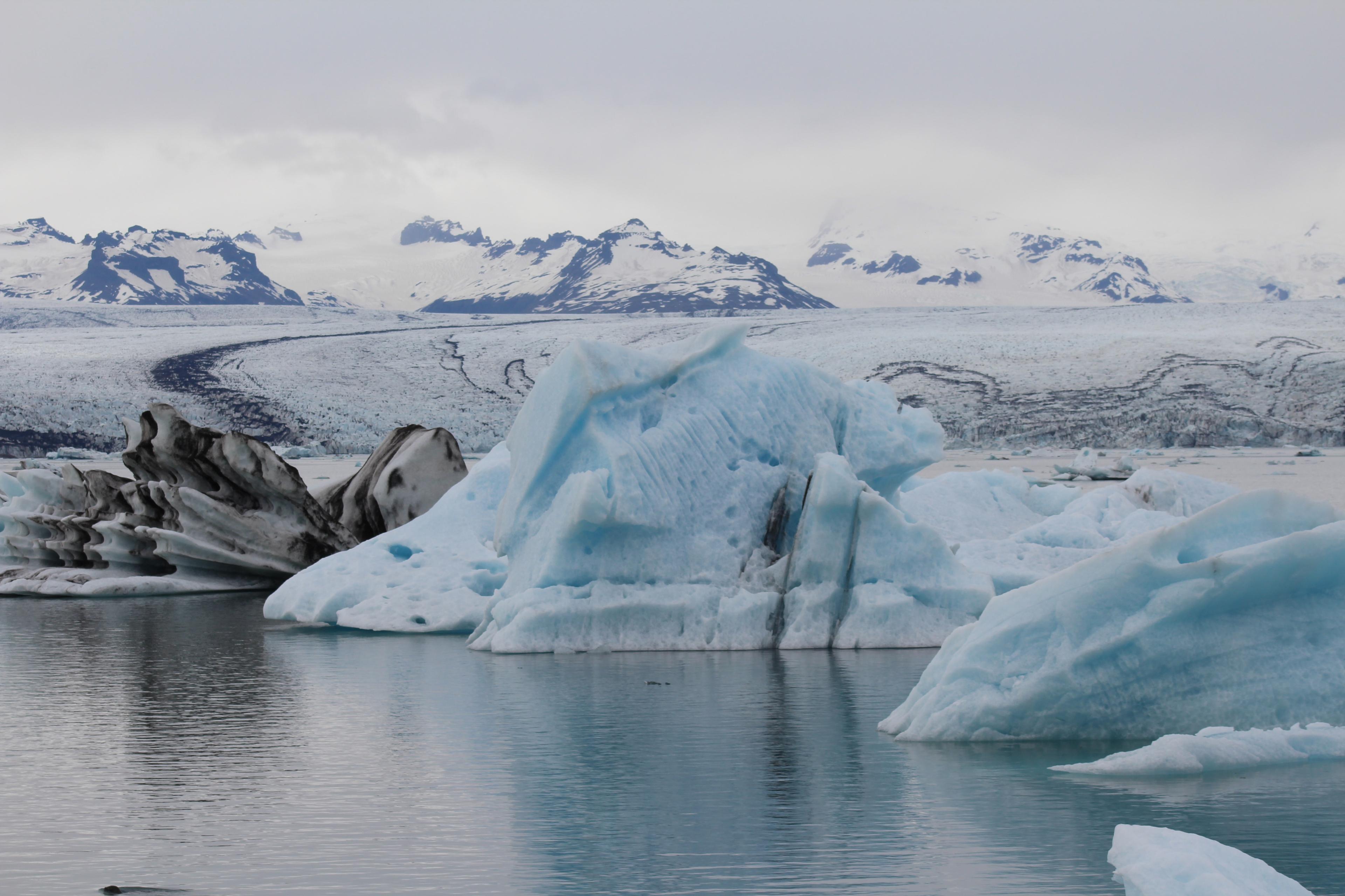 Blue iceberg floating in the Jökulsárlón glacier lagoon in the south coast of Iceland.