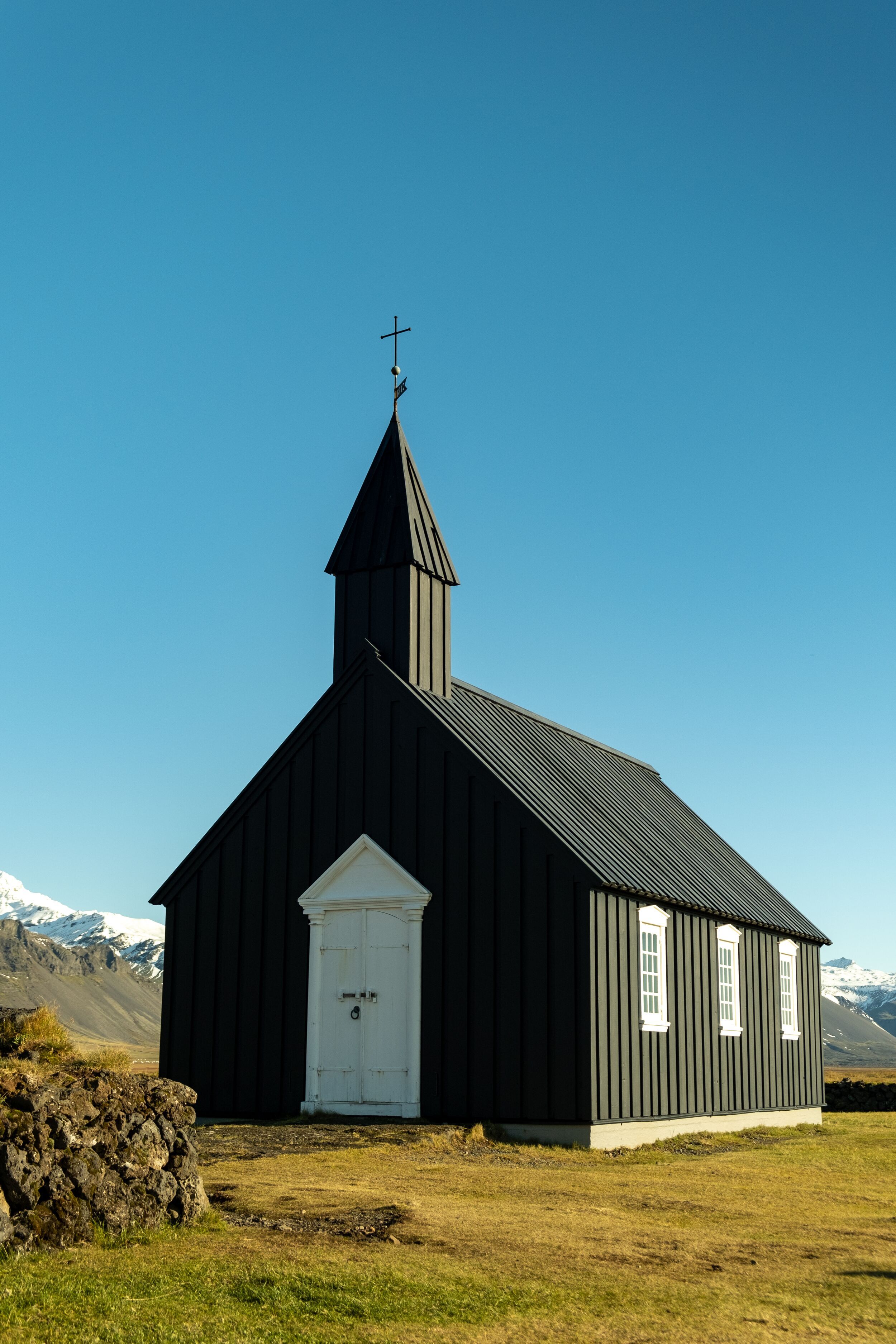 Black church in Búðir in Snæfellsnes peninsula, Iceland 