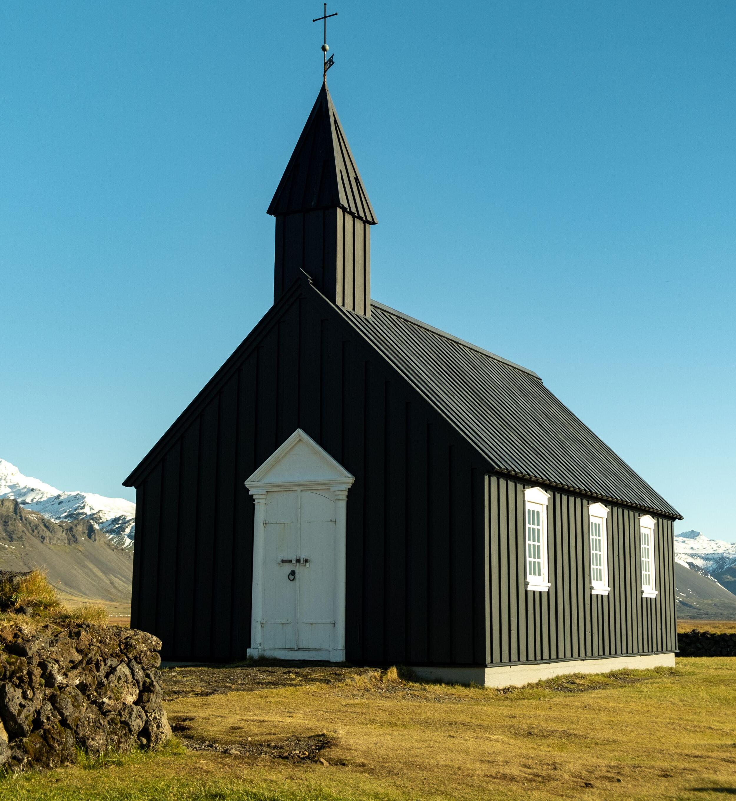 Black church in Búðir in Snæfellsnes peninsula, Iceland