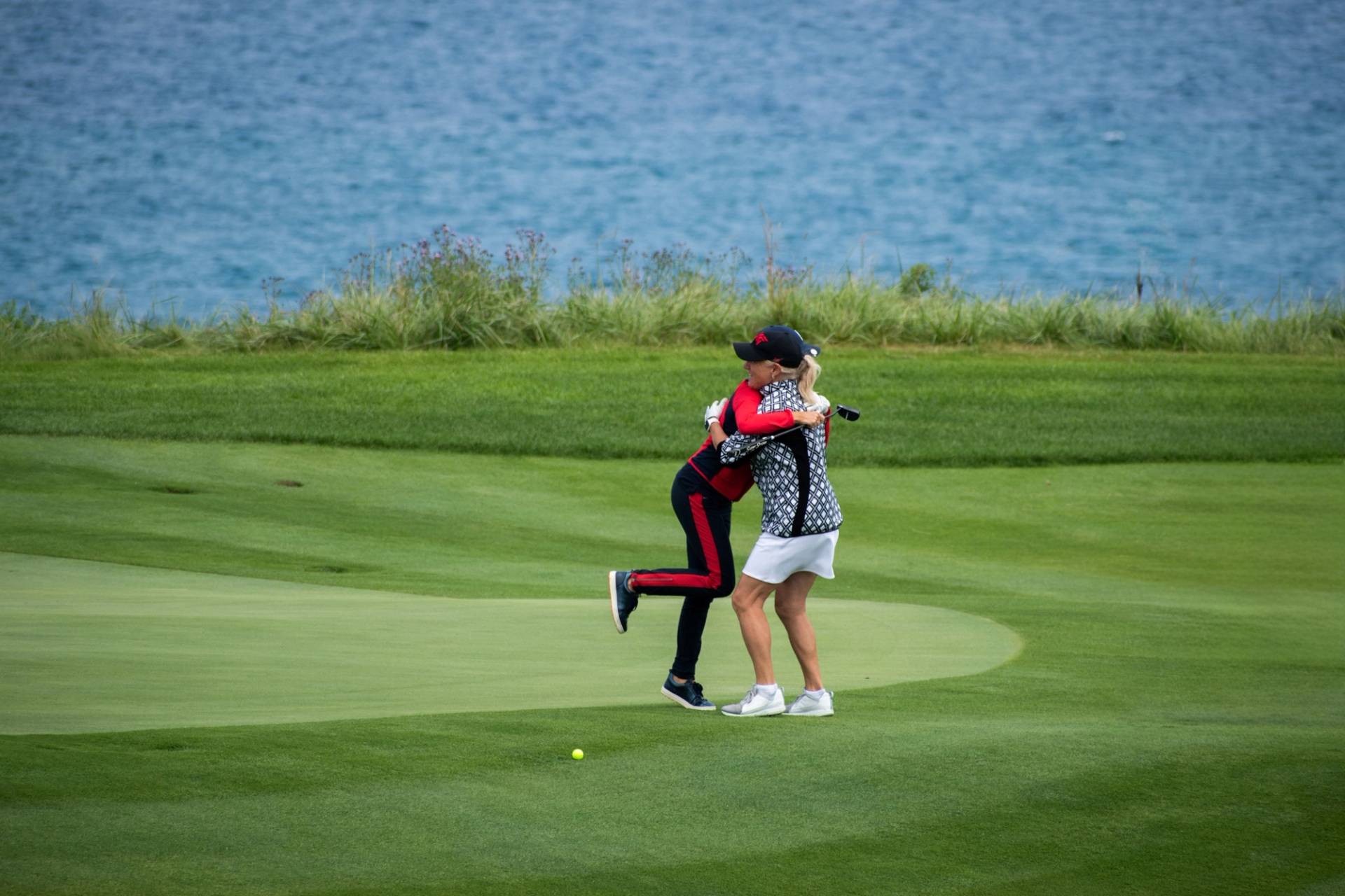 Ladies hugging