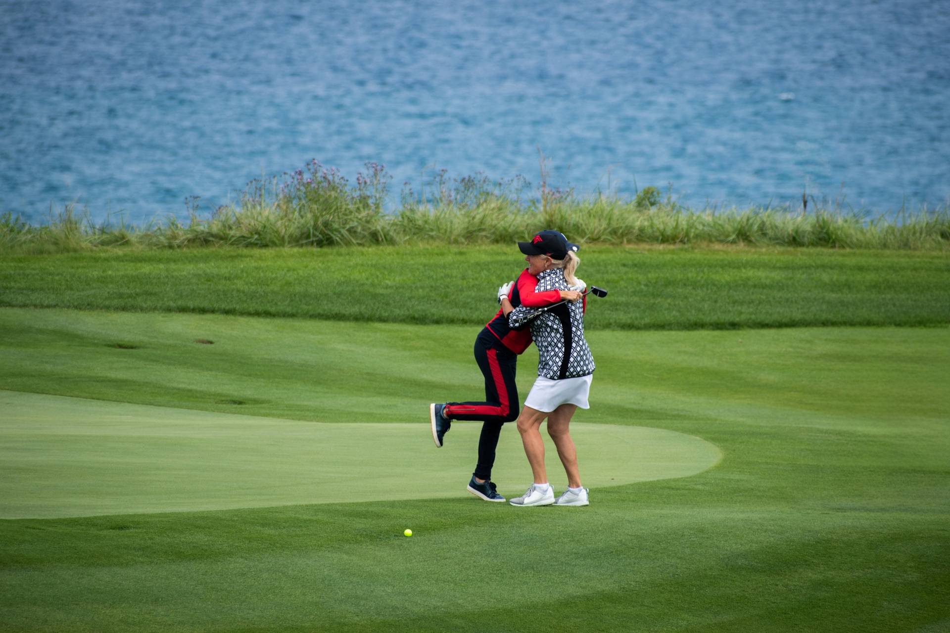 Ladies hugging