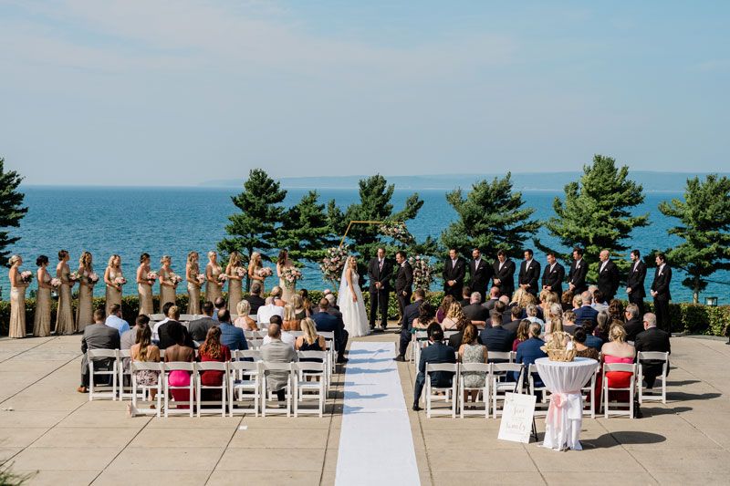 Cart Pad outdoor ceremony on Lake Michigan, Bay Harbor Golf Club