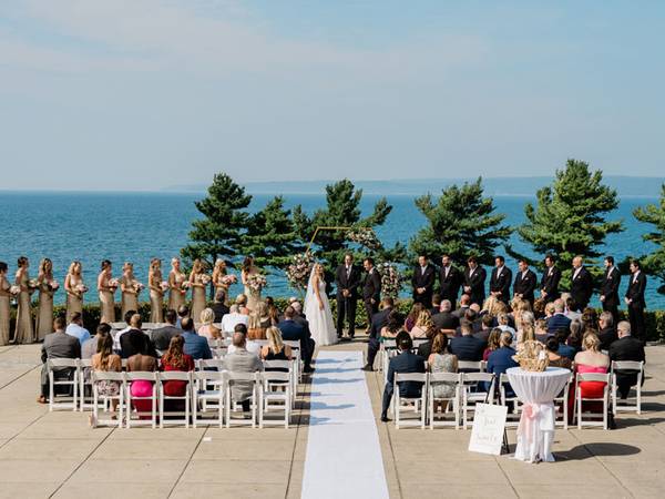 Cart Pad outdoor ceremony on Lake Michigan, Bay Harbor Golf Club