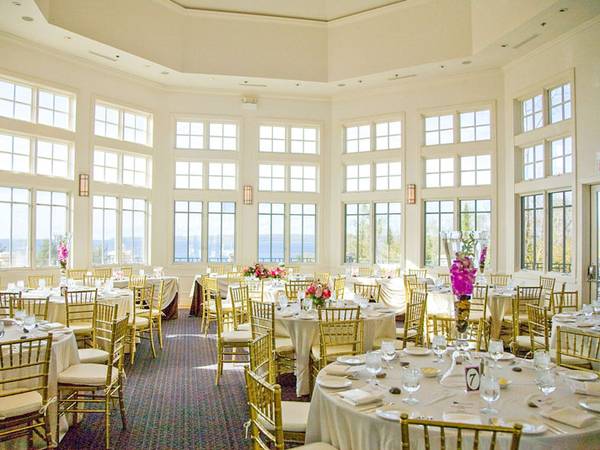 Golden wedding reception decor, Bay Harbor Golf Club
