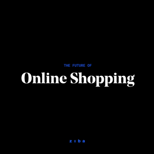 The Future of Online Shopping written in blue and white text on a black background