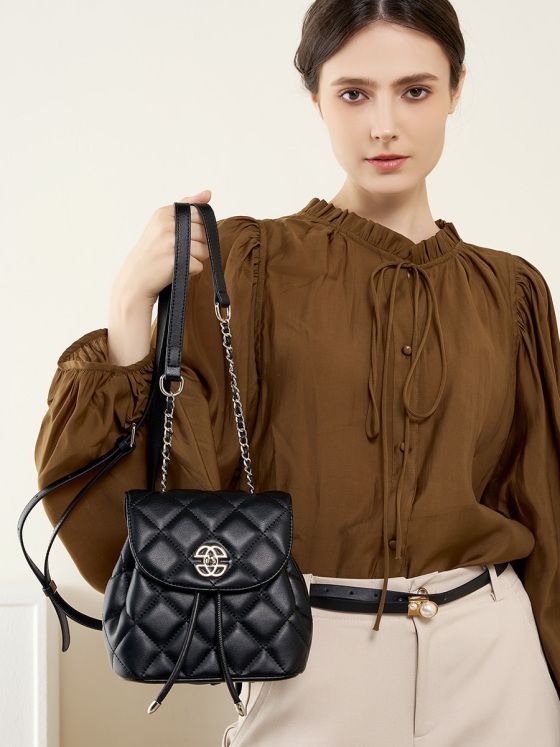 Elova Handcrafted Genuine Leather Backpack in Black - E363 view 3