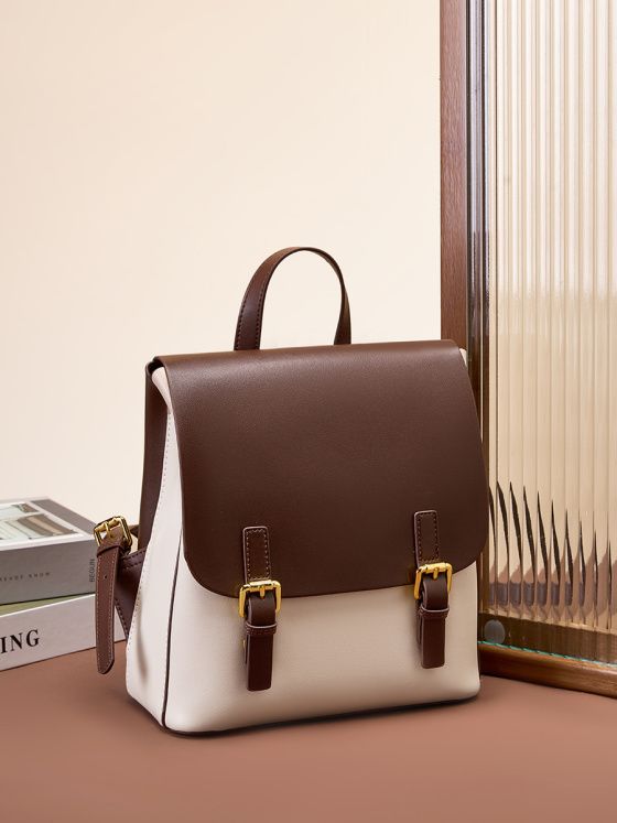 Elova Handcrafted Genuine Leather Backpack in White - E171 view 7