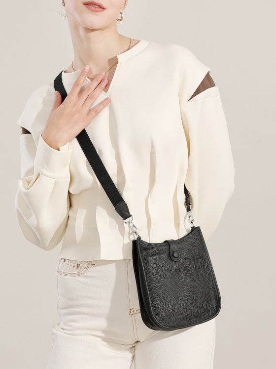 Elova Handcrafted Genuine Leather Mini Crossbody Bag in Black - E592 view 4