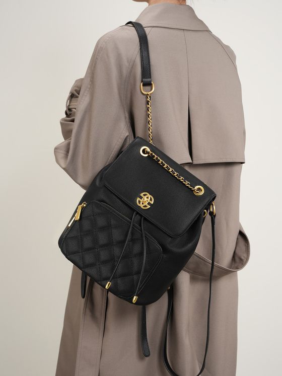 Elova Handcrafted Genuine Leather Backpack in Black - E268