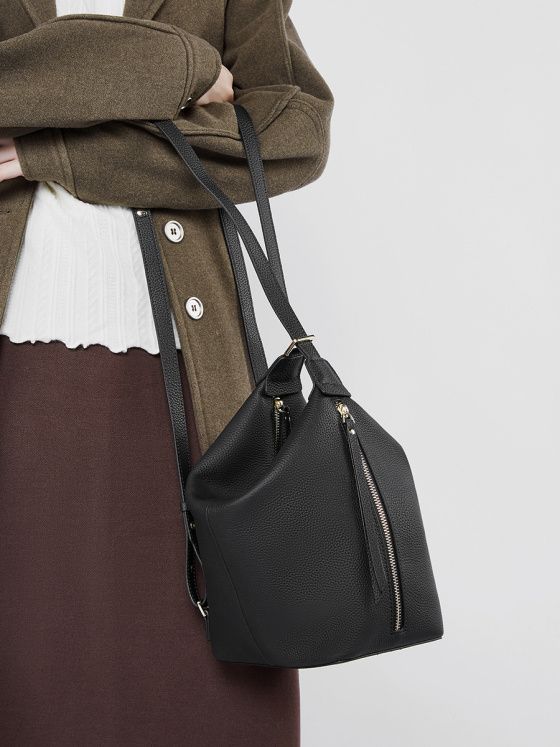 Elova Handcrafted Genuine Leather Bag in Black - E514 view 3